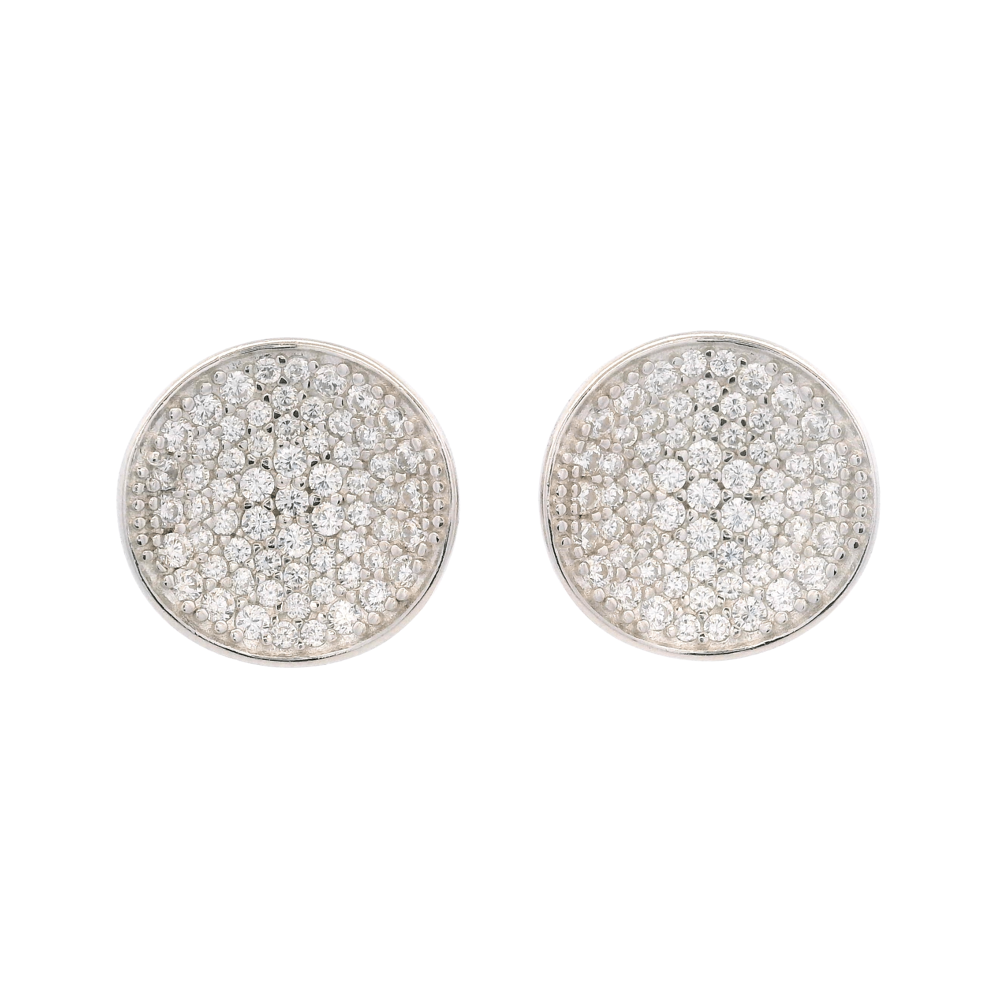 925SL CIRCLE DOME PAVE EARRINGS - C'SANTOS