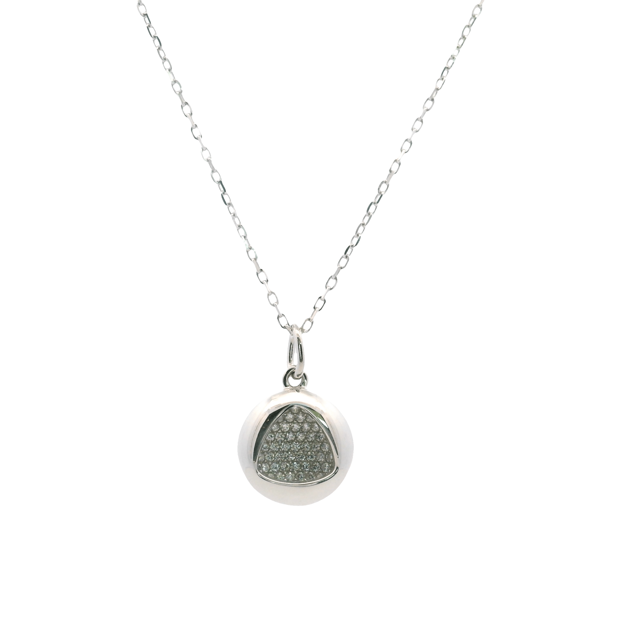925SL CIRCLE DOME WITH TRANGLE NECKLACE - C'SANTOS