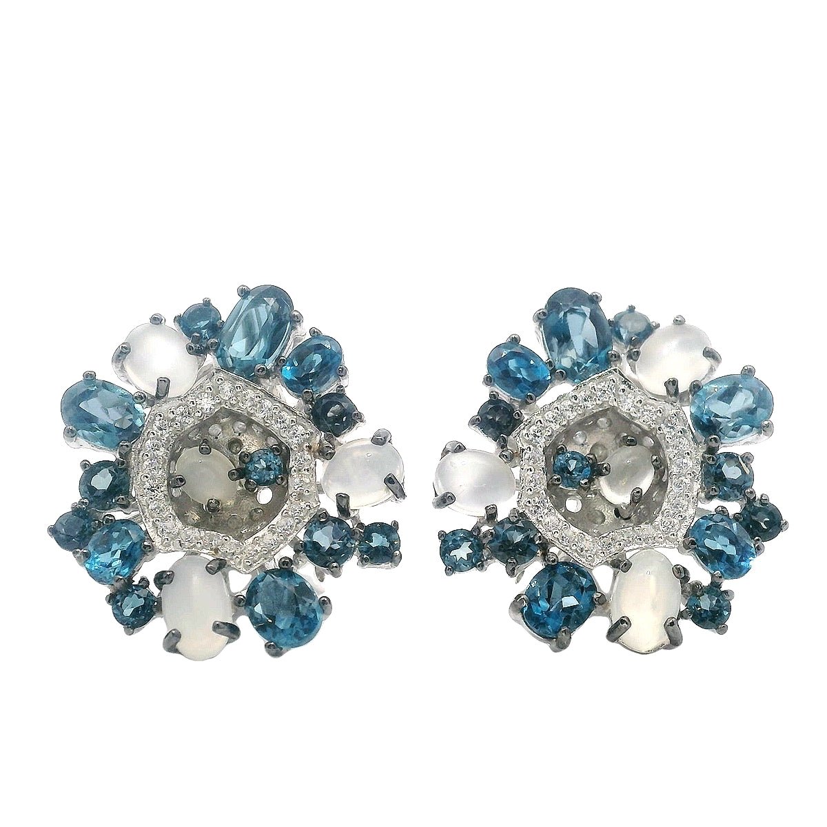 925SL CIRCLE LONDON TOPAZ MOONSTONE EARRINGS - C'SANTOS