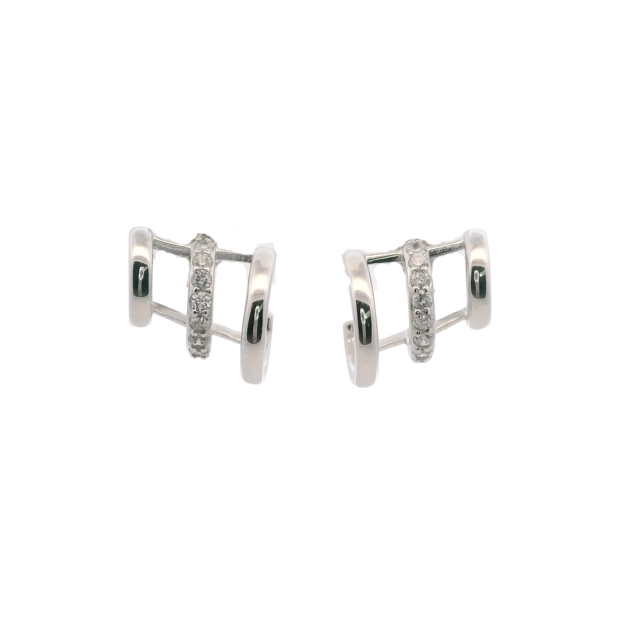 925SL CLAW TRIPLE ROW EARRINGS - C'SANTOS
