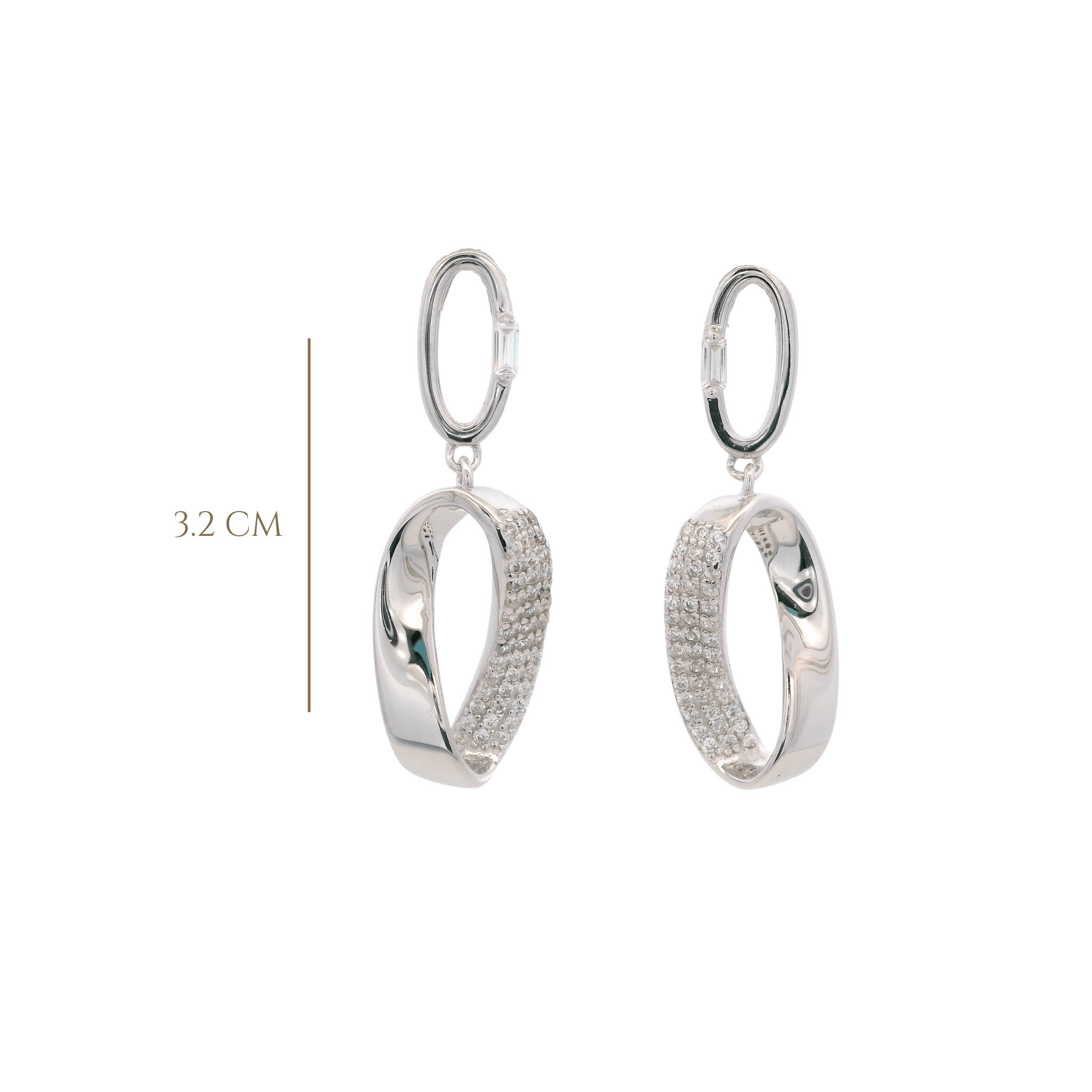 925SL DOUBLE OVAL CZ EARRINGS - C'SANTOS