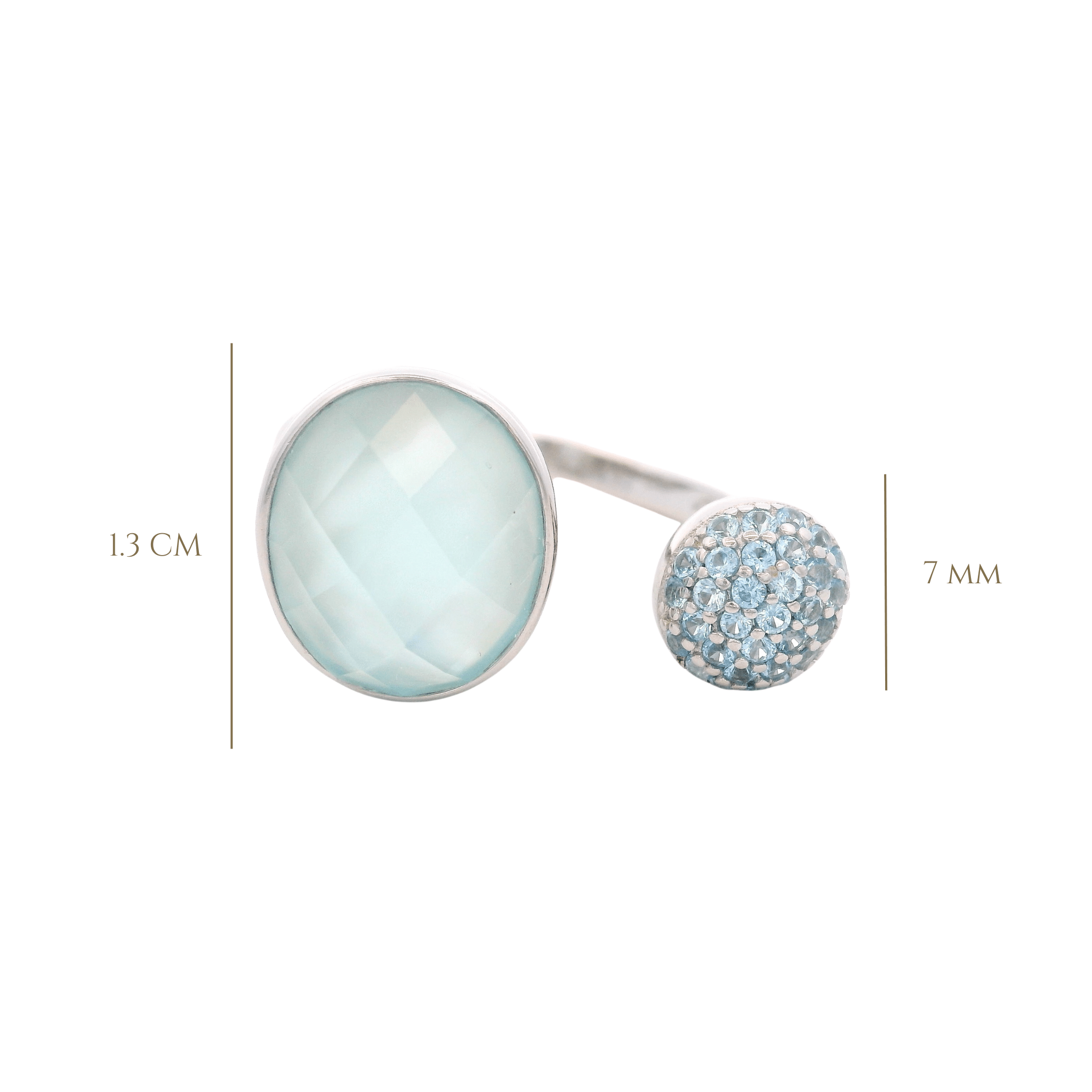 925SL DOUBLE ROUND RING MOP & CZ T8 - C'SANTOS