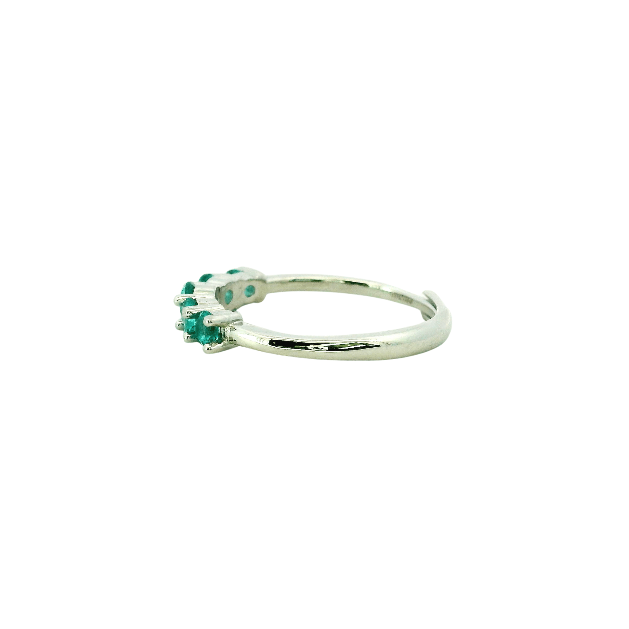 925SL FIVE STONE CZ TURQUOISE ADJUSTABLE RING - C'SANTOS