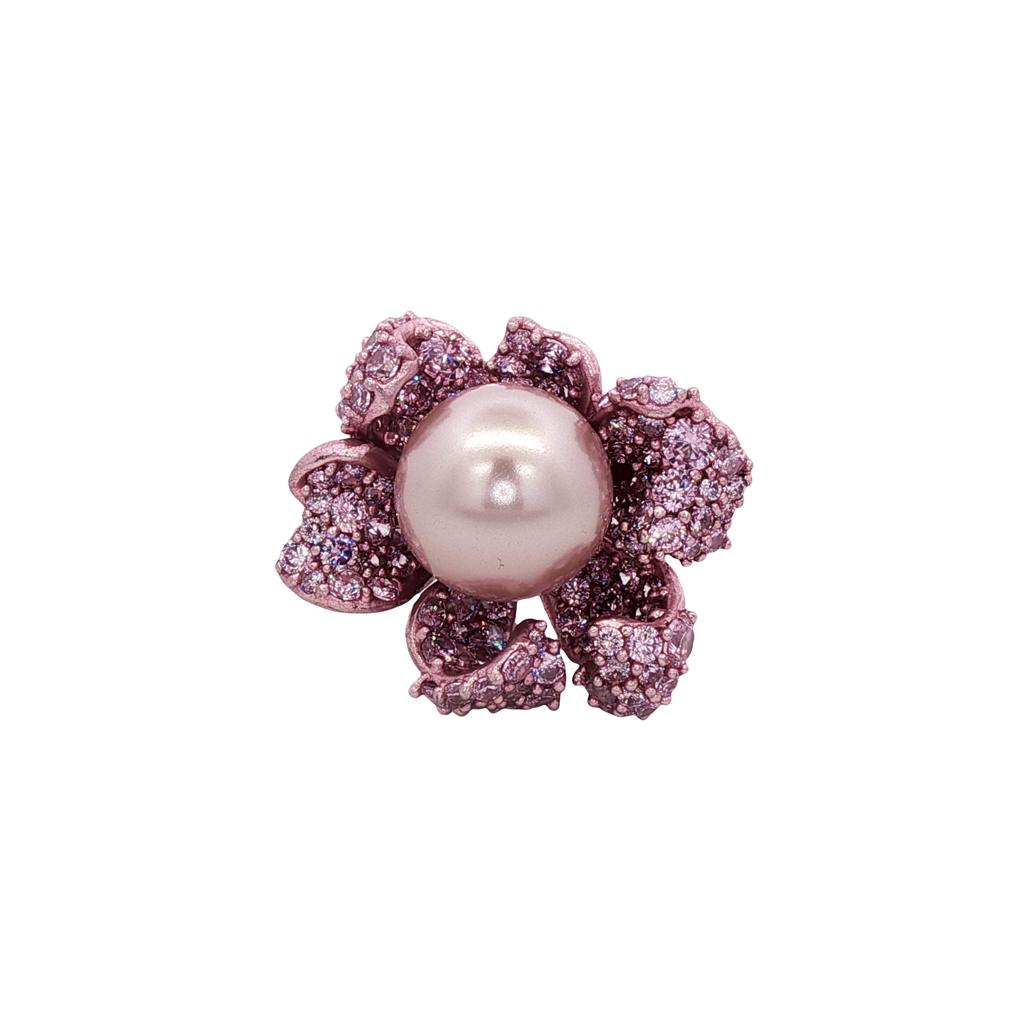 925SL FLOWER PINK PAVE CENTER PEARL AND PINK CZ RING T7 - C'SANTOS