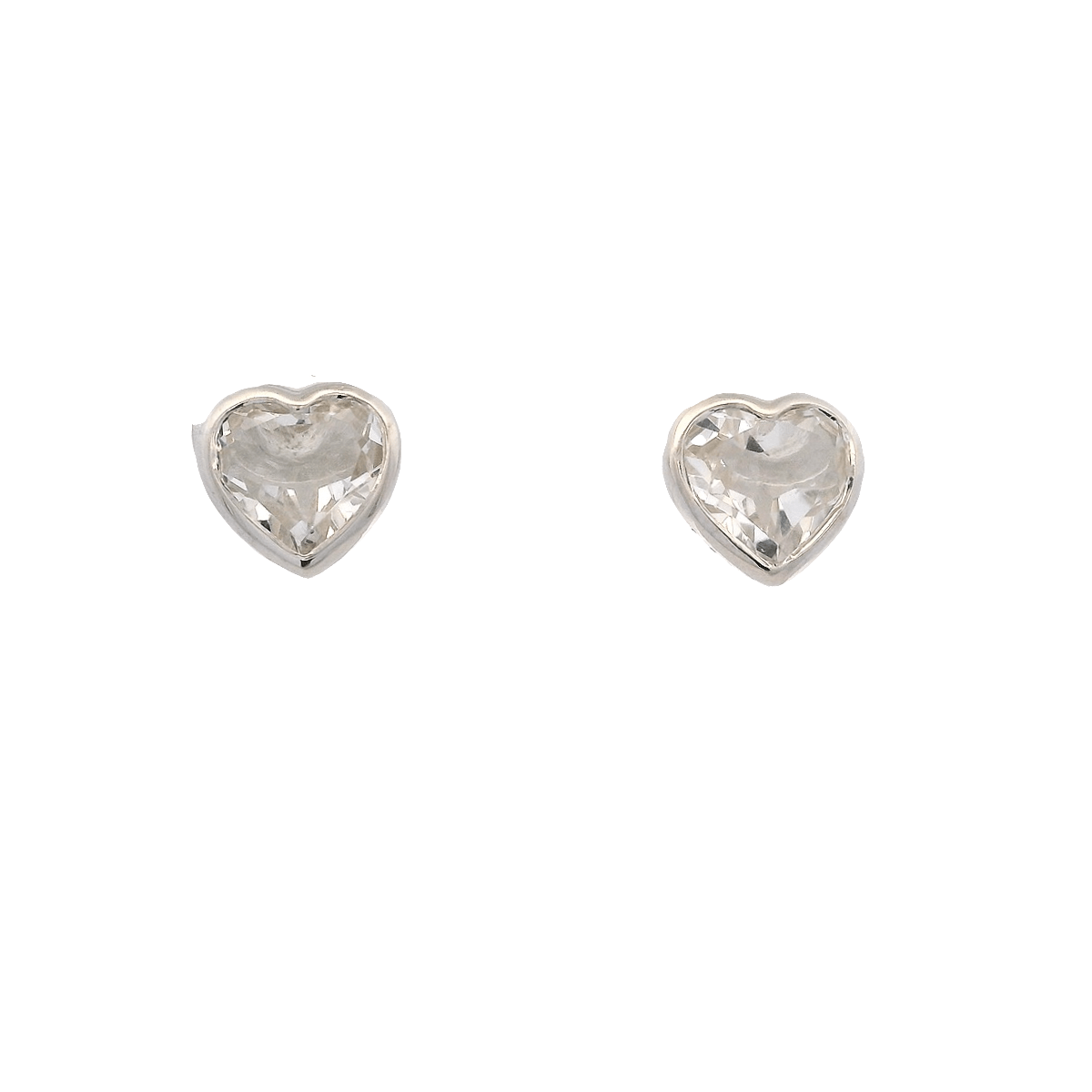 925SL HEART BEZEL ROCK CRYSTAL EARRINGS - C'SANTOS