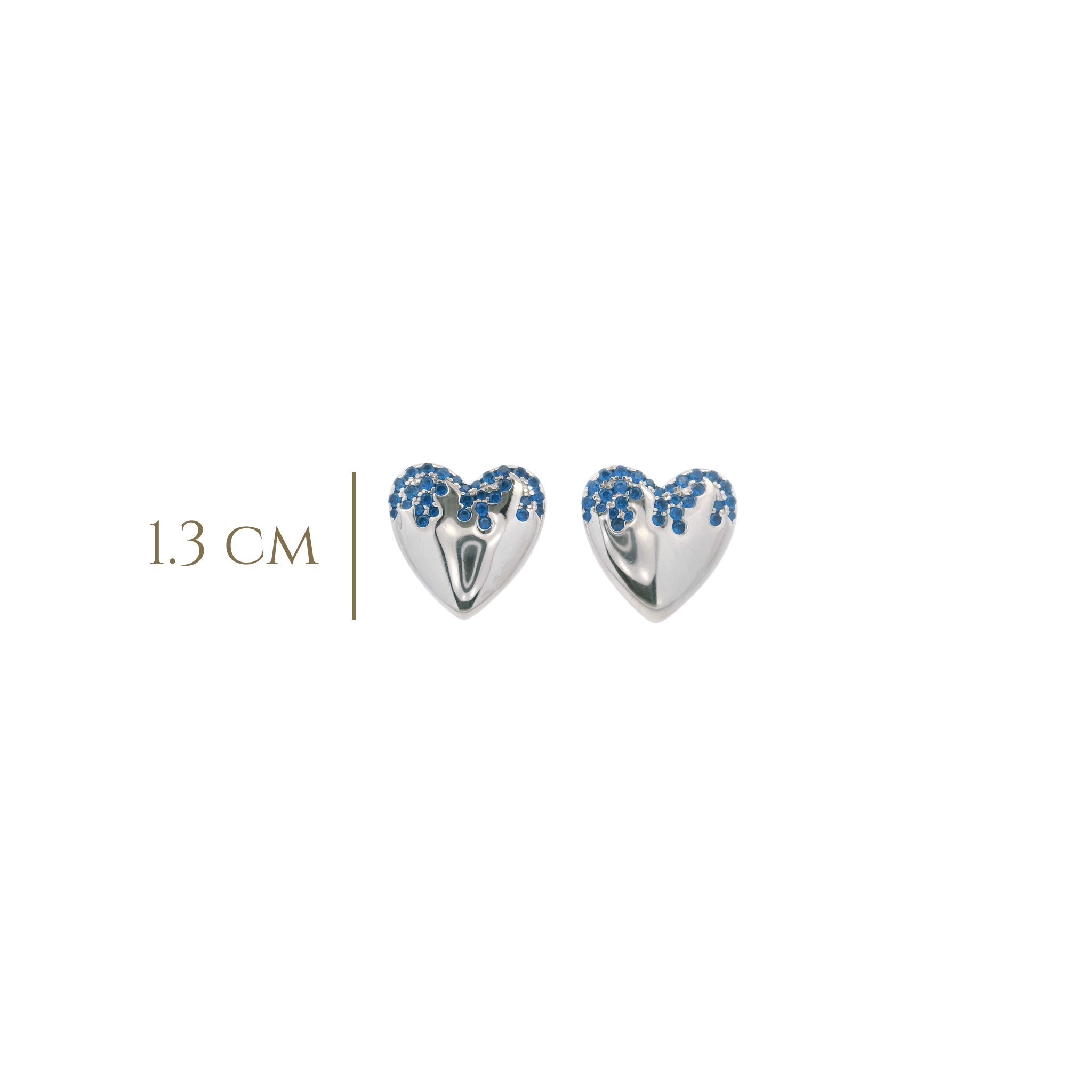 925SL HEART SMOOTH CZ BLUE EARRINGS - C'SANTOS