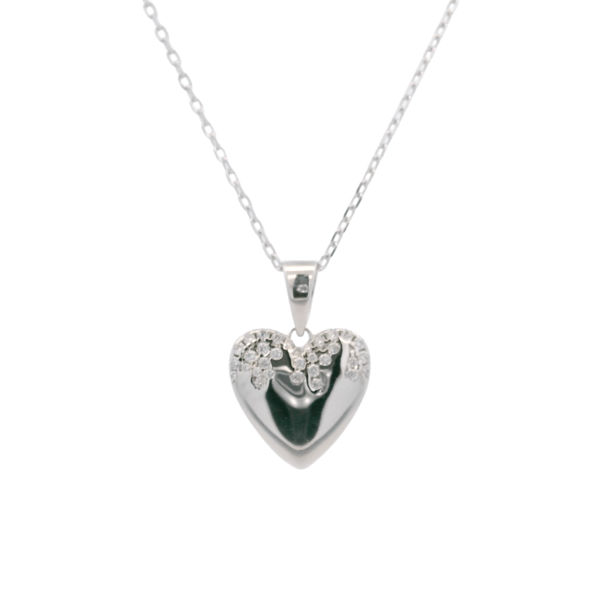 925SL HEART SMOOTH CZ NECKLACE - C'SANTOS