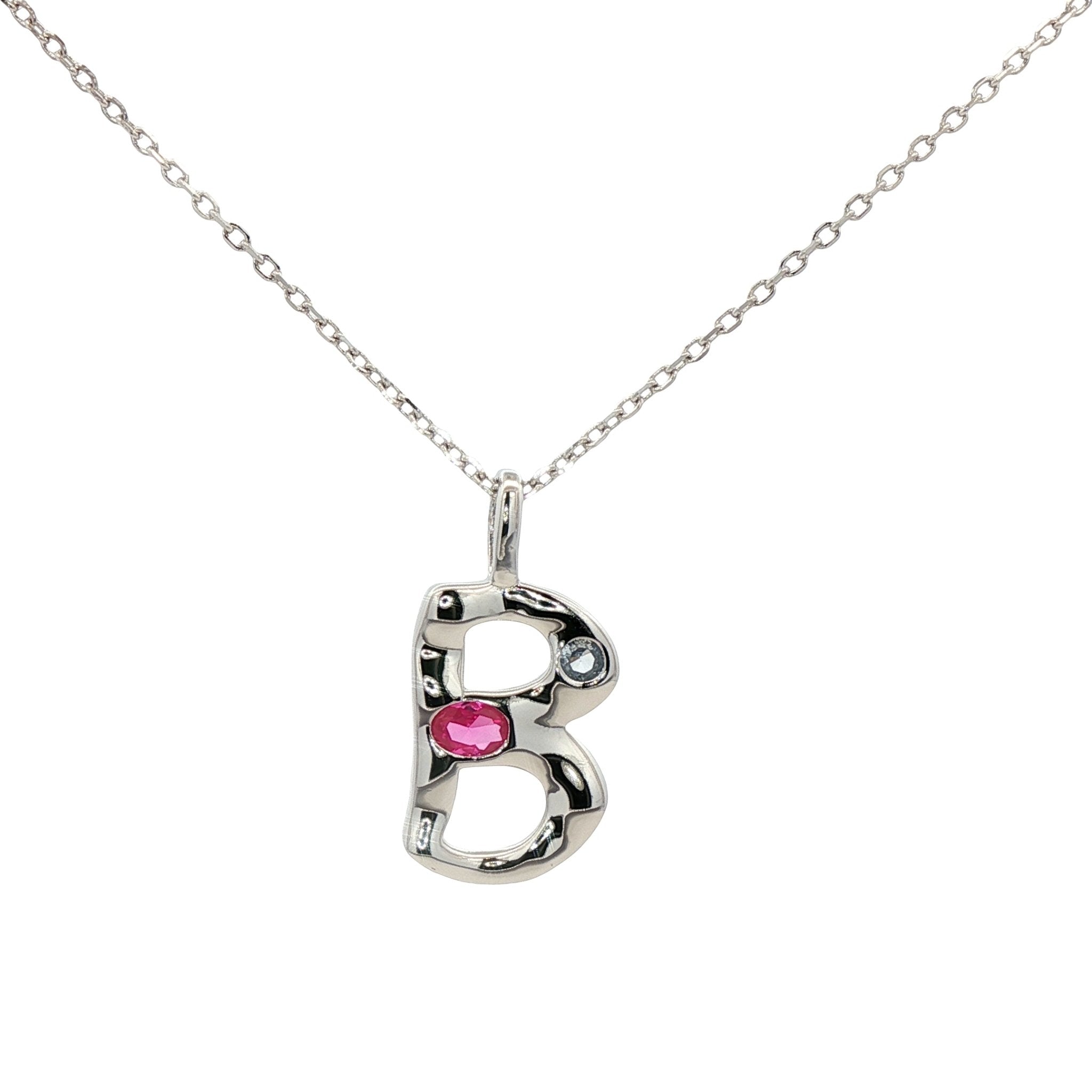 925SL INICIAL B MULTICOLOR CZ NECKLACE - C'SANTOS