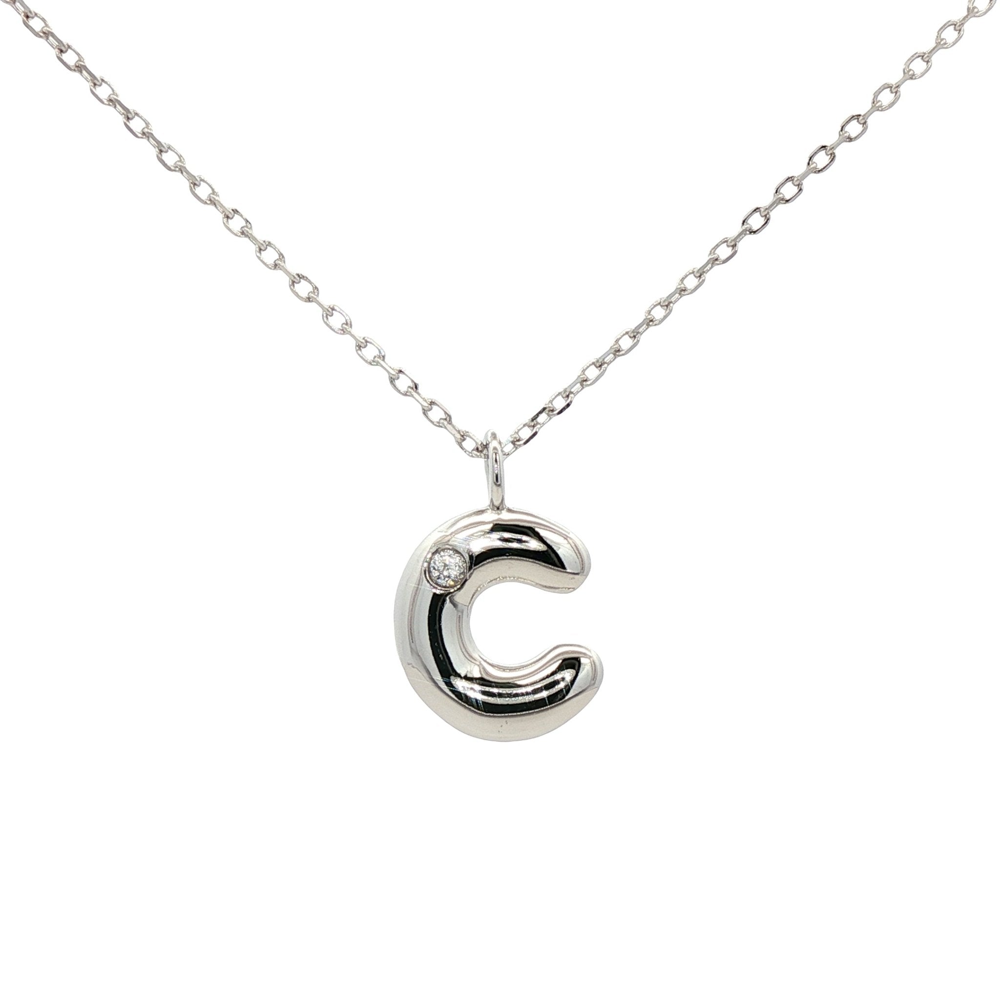 925SL INICIAL C CZ NECKLACE - C'SANTOS