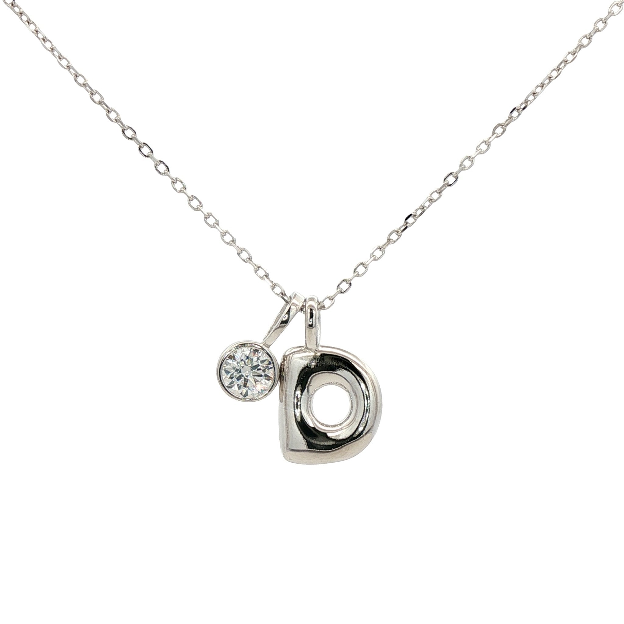 925SL INICIAL D CZ PENDANT NECKLACE - C'SANTOS