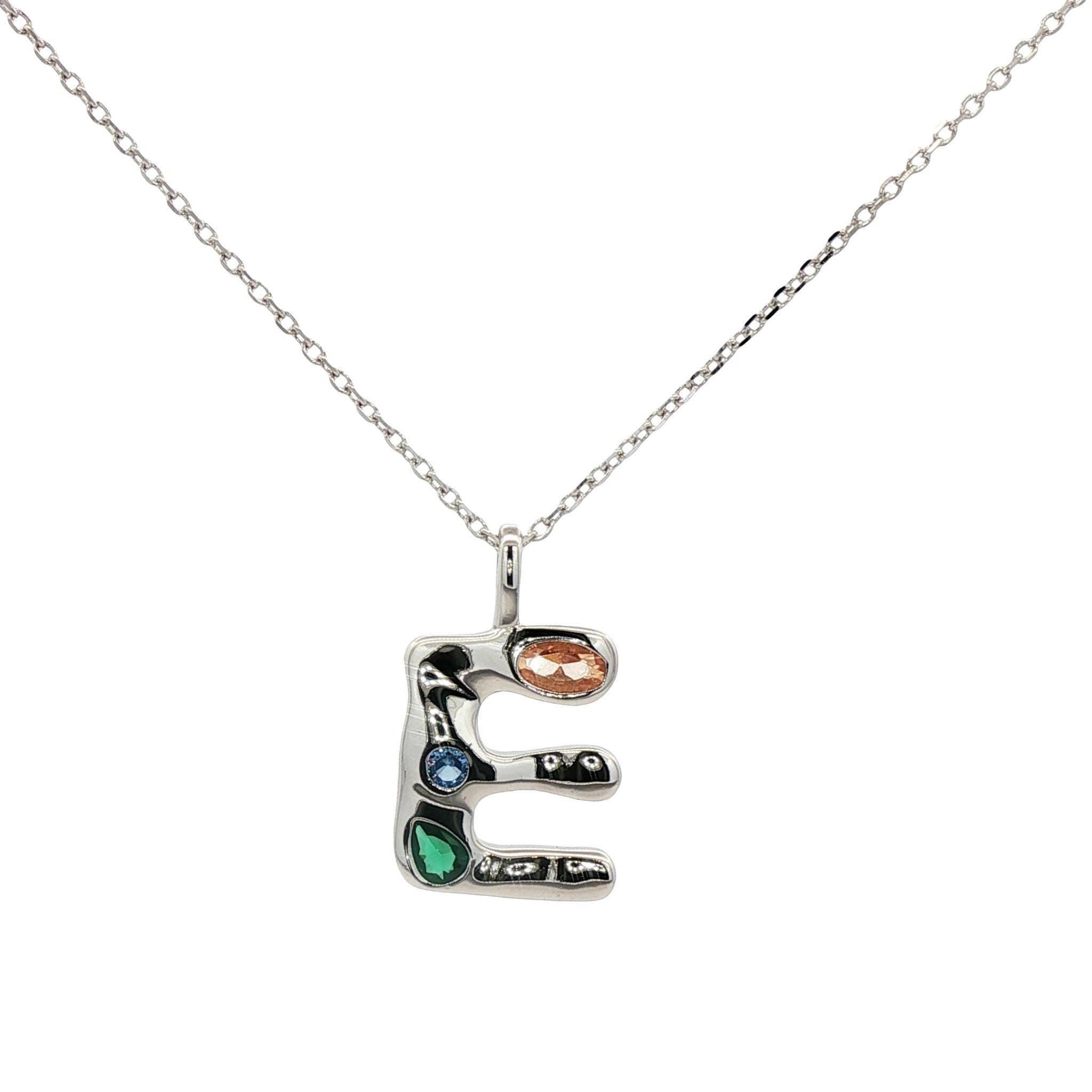 925SL INICIAL E MULTICOLOR CZ NECKLACE - C'SANTOS