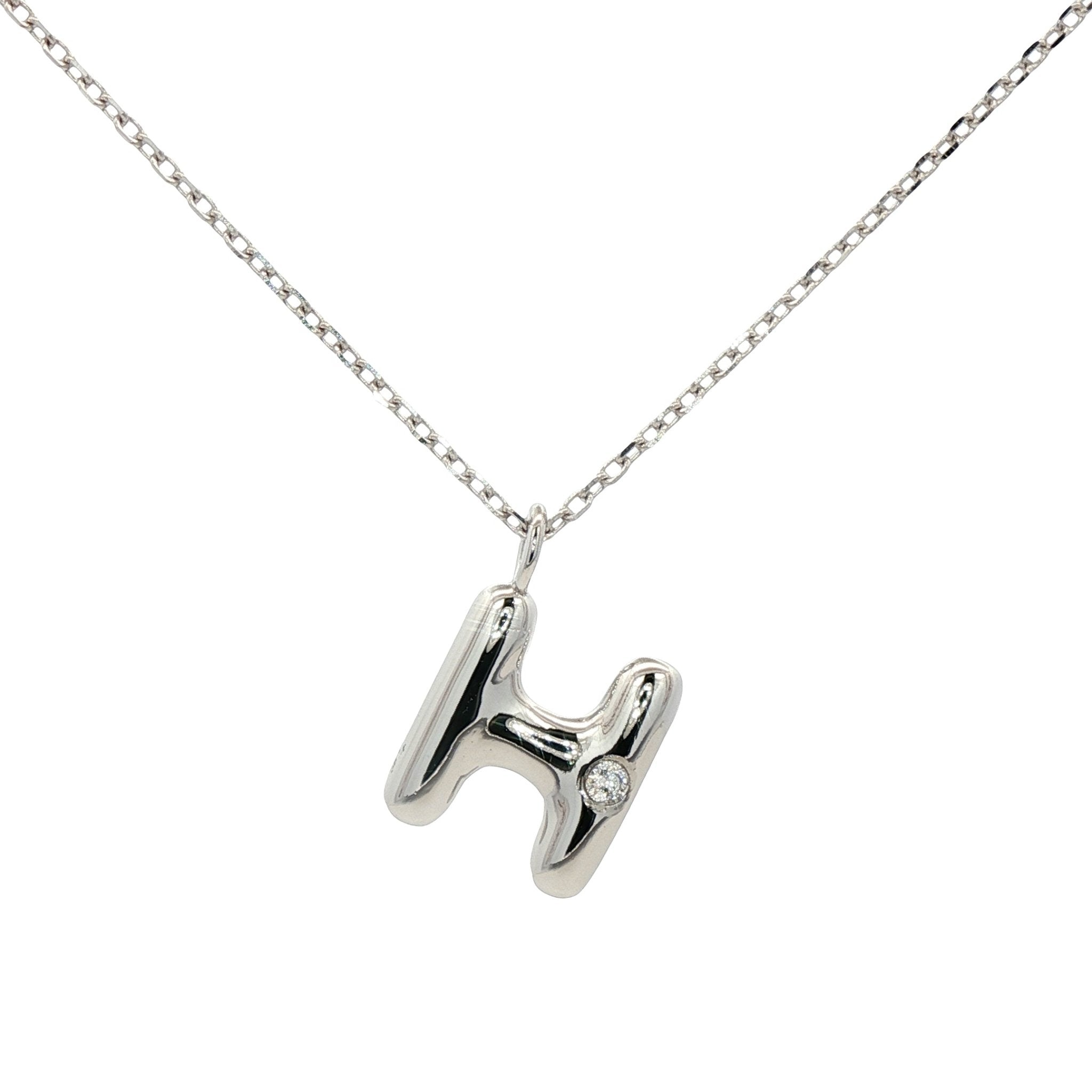 925SL INICIAL H CZ NECKLACE - C'SANTOS