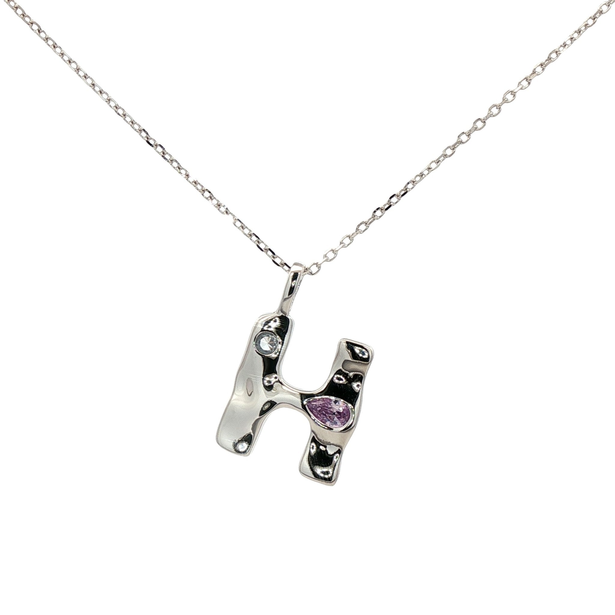 925SL INICIAL H MULTICOLOR CZ NECKLACE - C'SANTOS