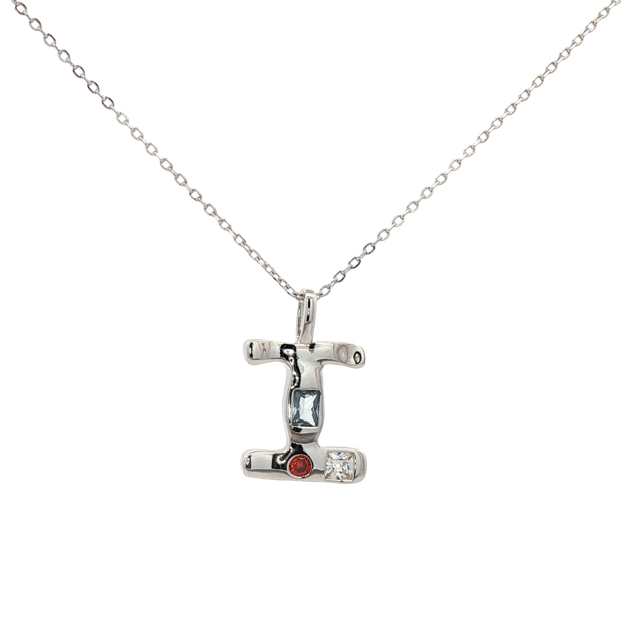 925SL INICIAL I MULTICOLOR CZ NECKLACE - C'SANTOS
