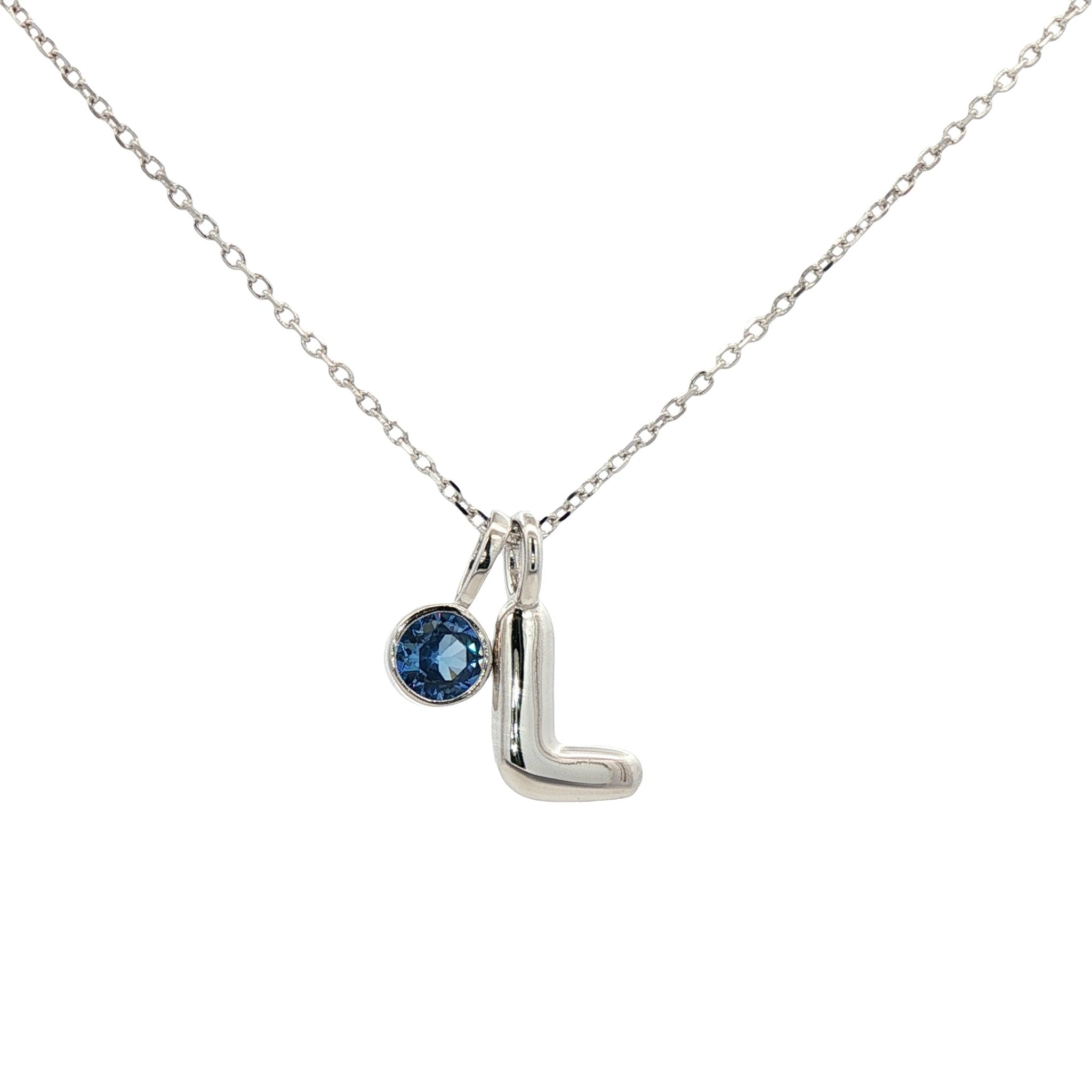 925SL INICIAL L TURQUESA CZ PENDANT NECKLACE - C'SANTOS
