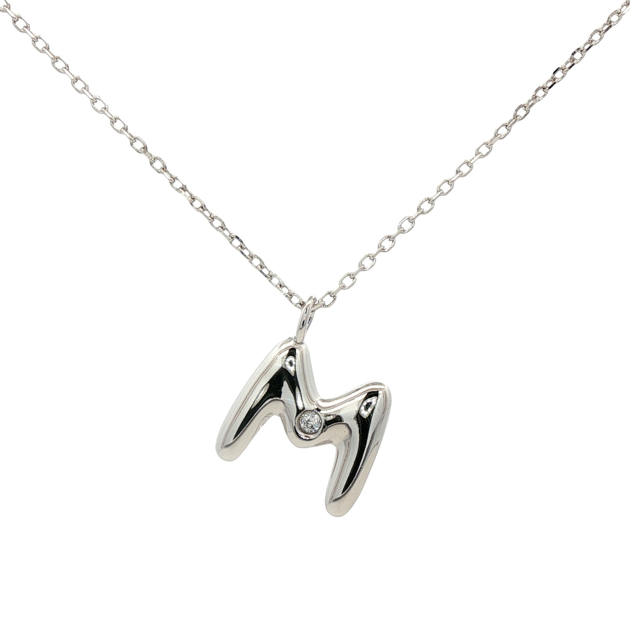 925SL INICIAL M CZ NECKLACE - C'SANTOS