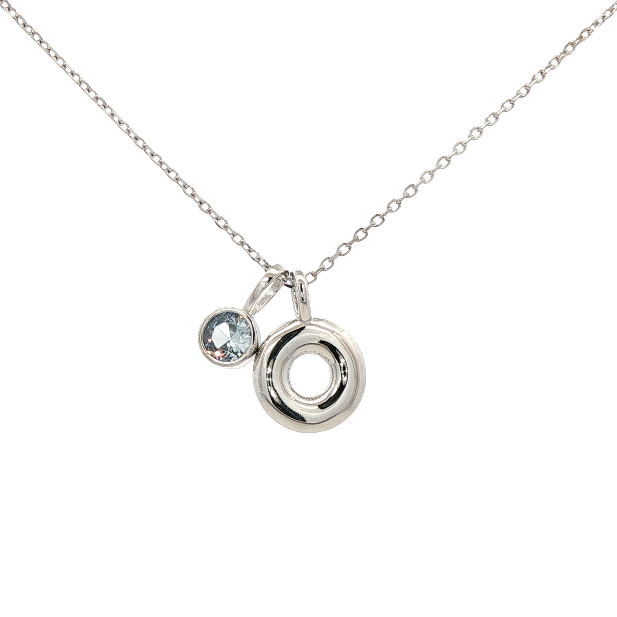 925SL INICIAL O SKY BLUE CZ PENDANT NECKLACE - C'SANTOS