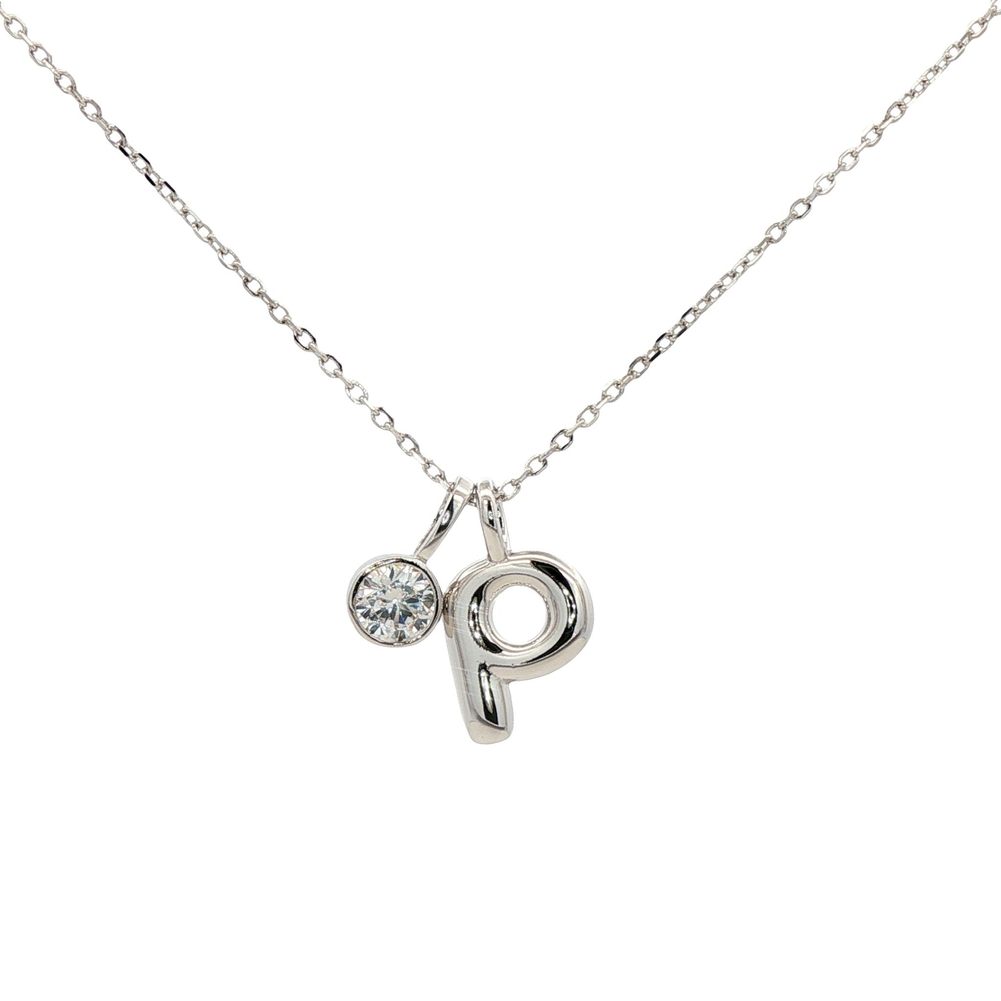 925SL INICIAL P CZ PENDANT NECKLACE - C'SANTOS