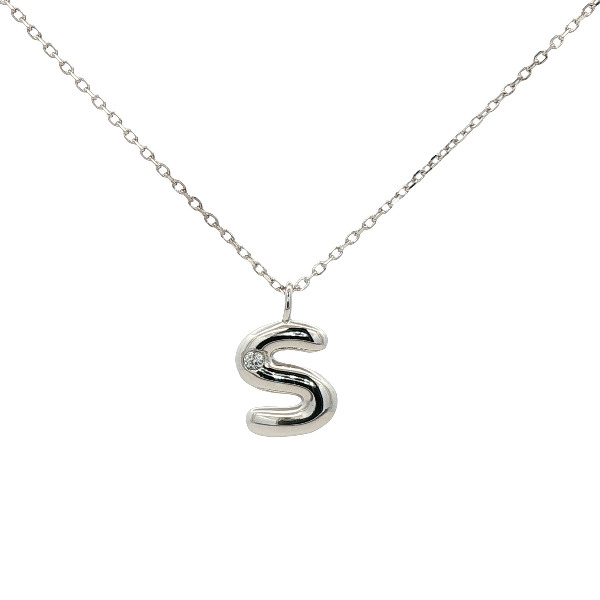 925SL INICIAL S CZ NECKLACE - C'SANTOS