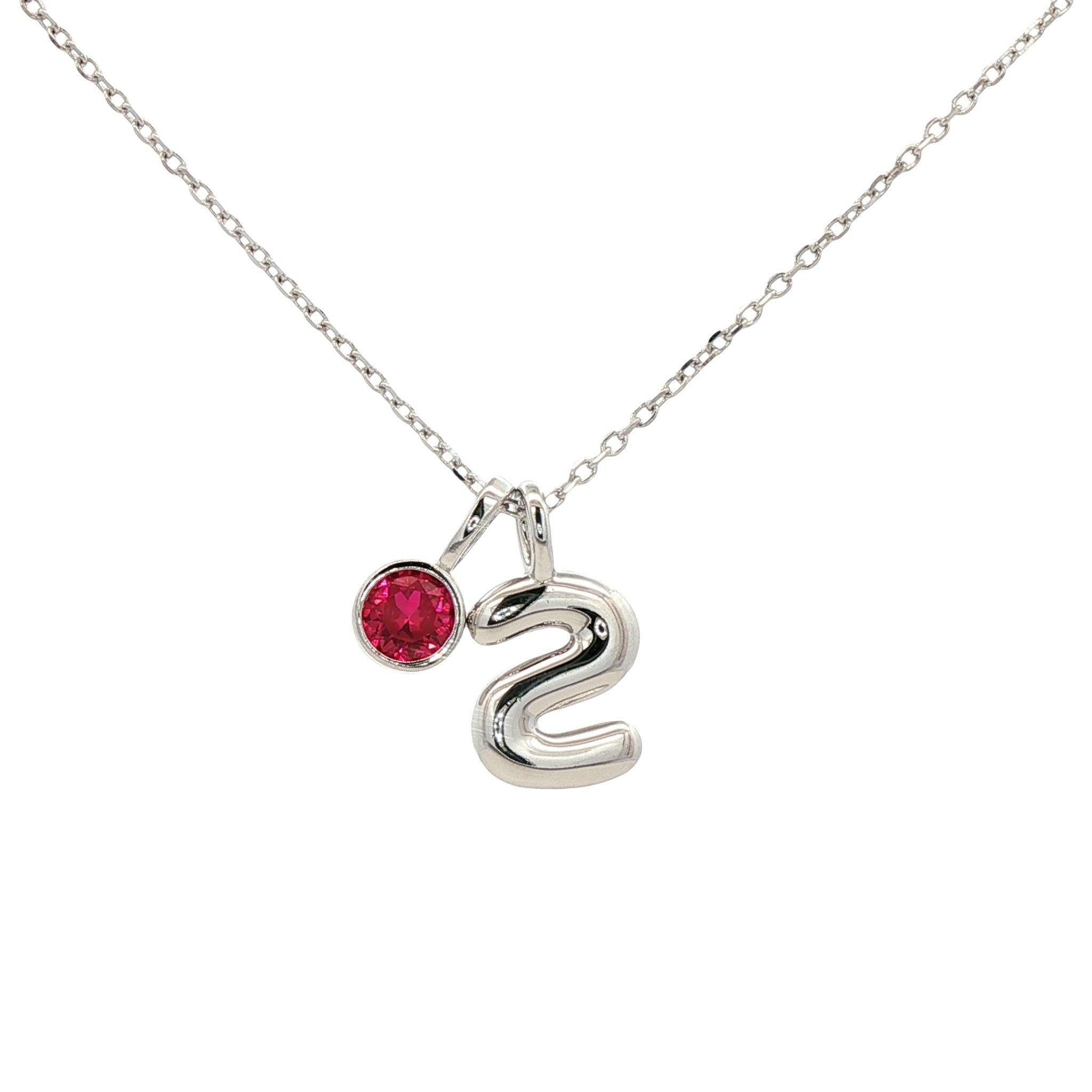 925SL INICIAL S RUBY CZ PENDANT NECKLACE - C'SANTOS