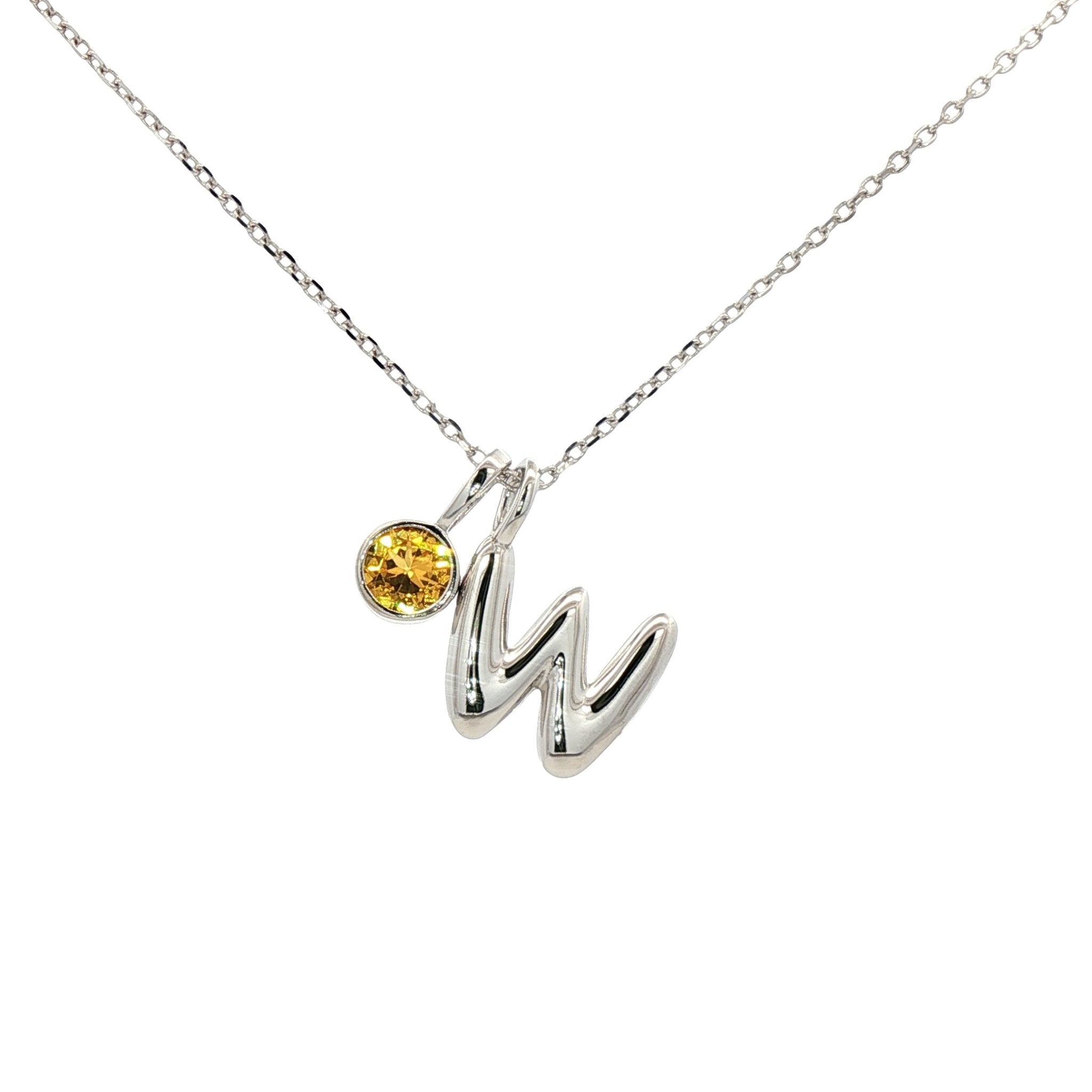 925SL INICIAL W YELLOW CZ PENDANT NECKLACE - C'SANTOS