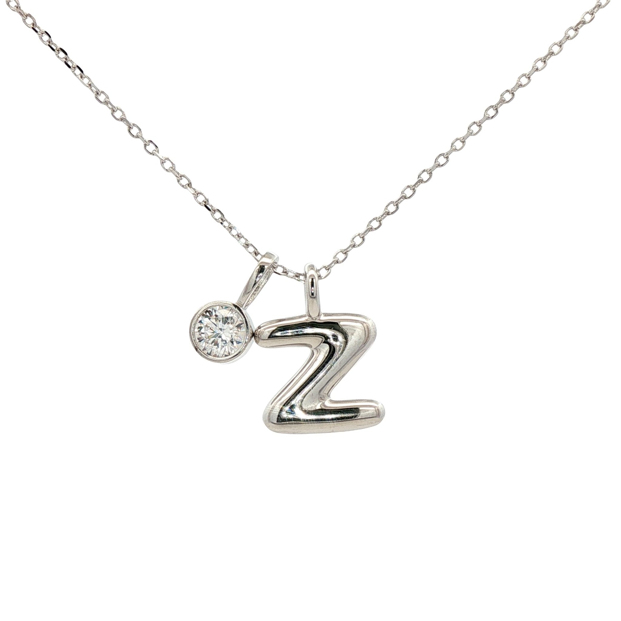 925SL INICIAL Z CZ PENDANT NECKLACE - C'SANTOS
