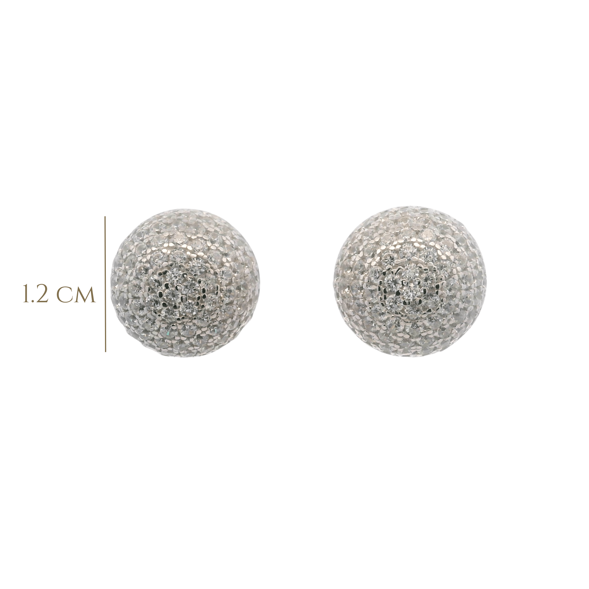 925SL MEDIUM DOME PAVE CZ EARRINGS - C'SANTOS