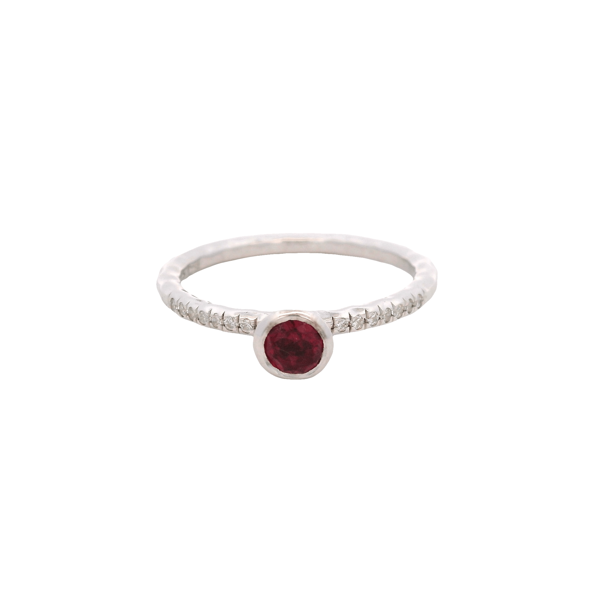 925SL MINI BEZEL RUBY GLASS FILLED CZ RING T6.5 - C'SANTOS