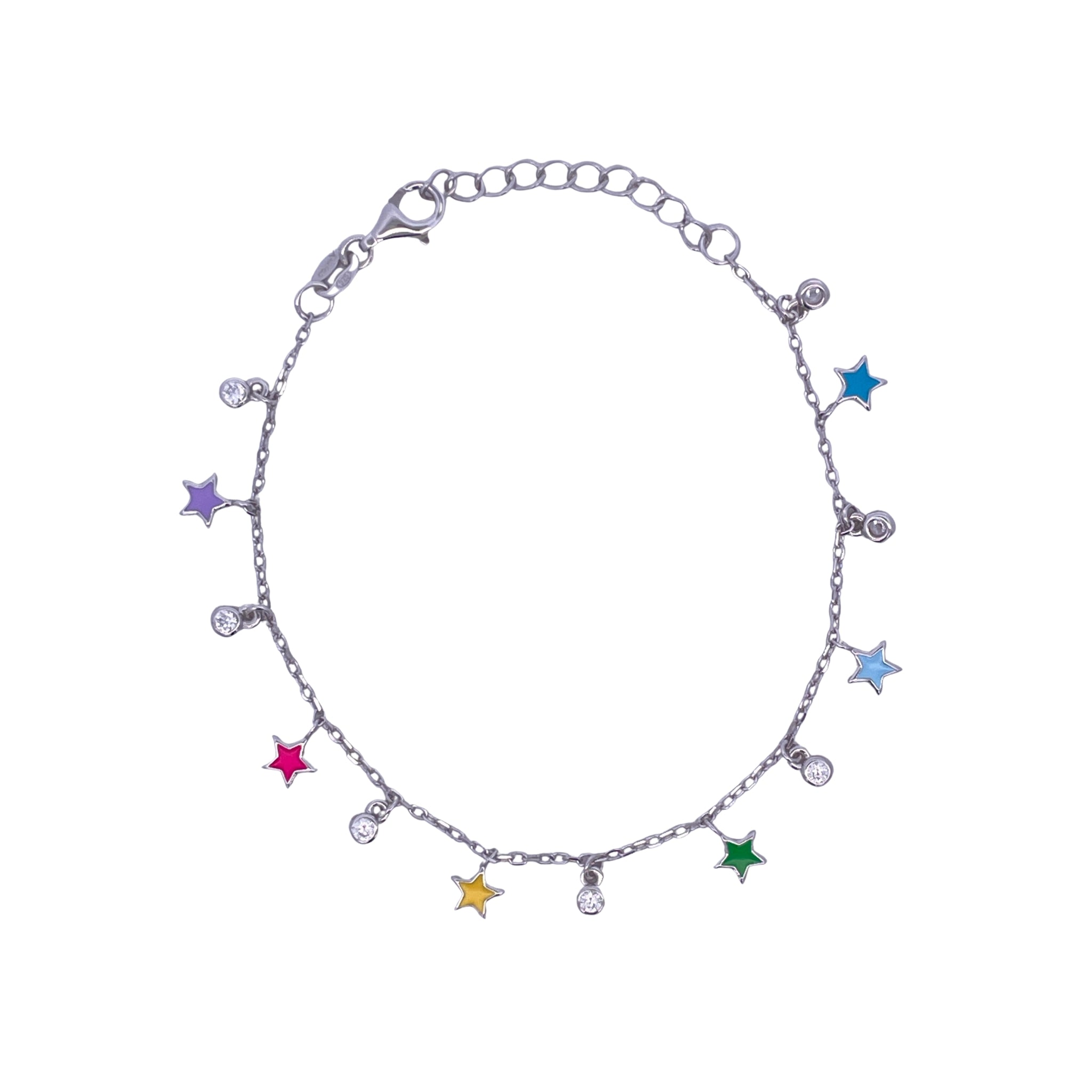925SL MINI STARS WITH MINI BEZEL MULTICOLOR ENAMEL BRACELET - C'SANTOS