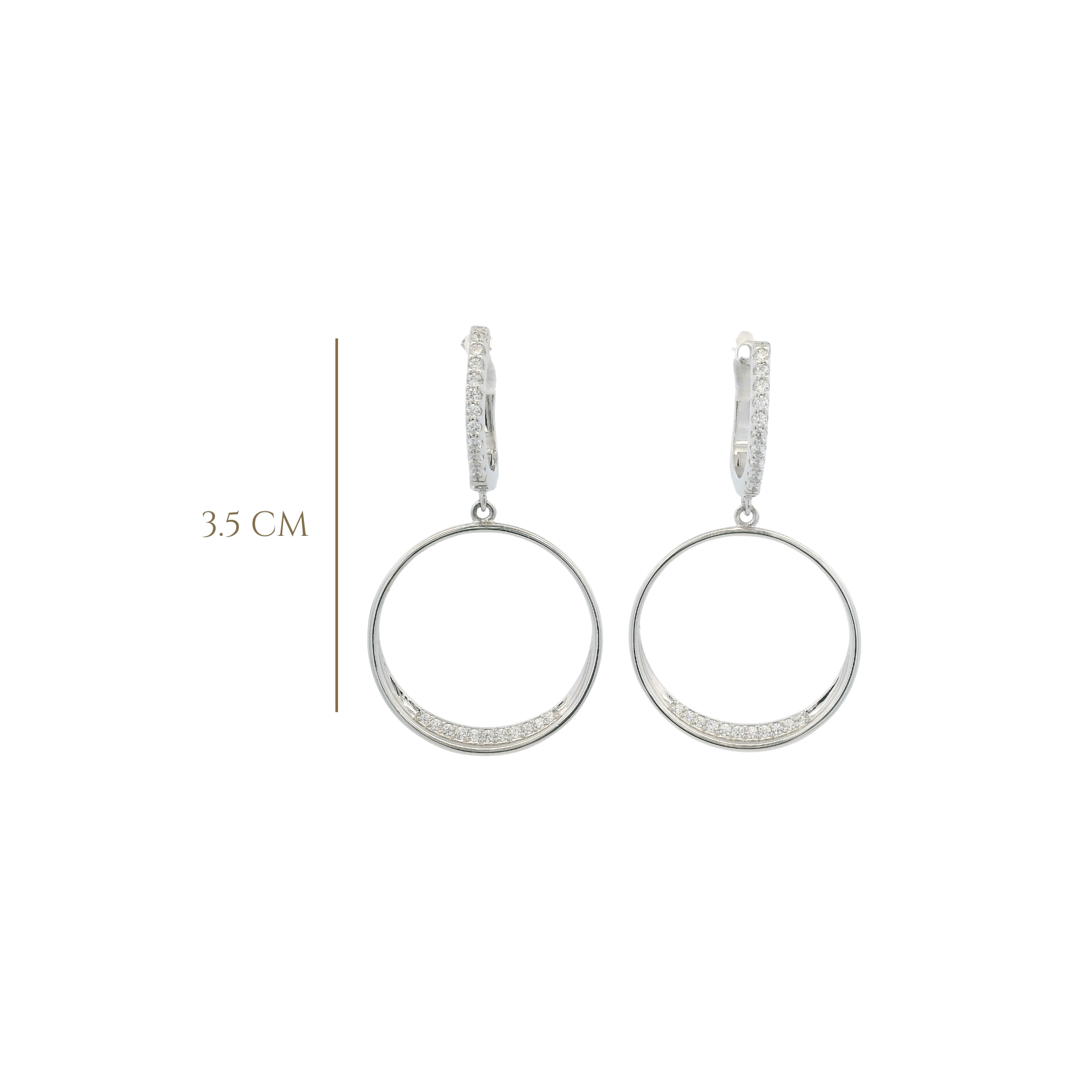 925SL OUTLINE CIRCLE WITH CZ EARRINGS - C'SANTOS