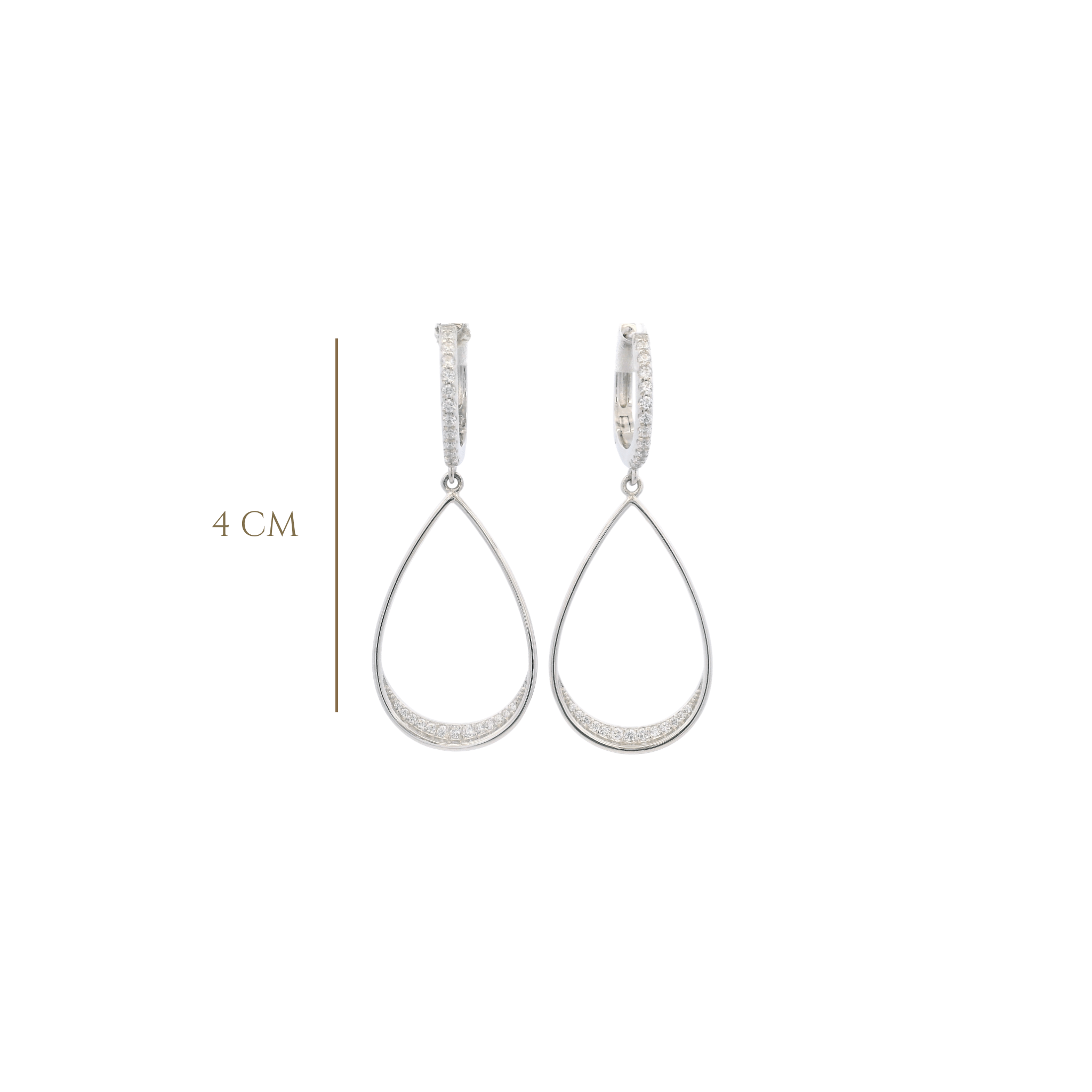 925SL OUTLINE DROP WITH CZ EARRINGS - C'SANTOS