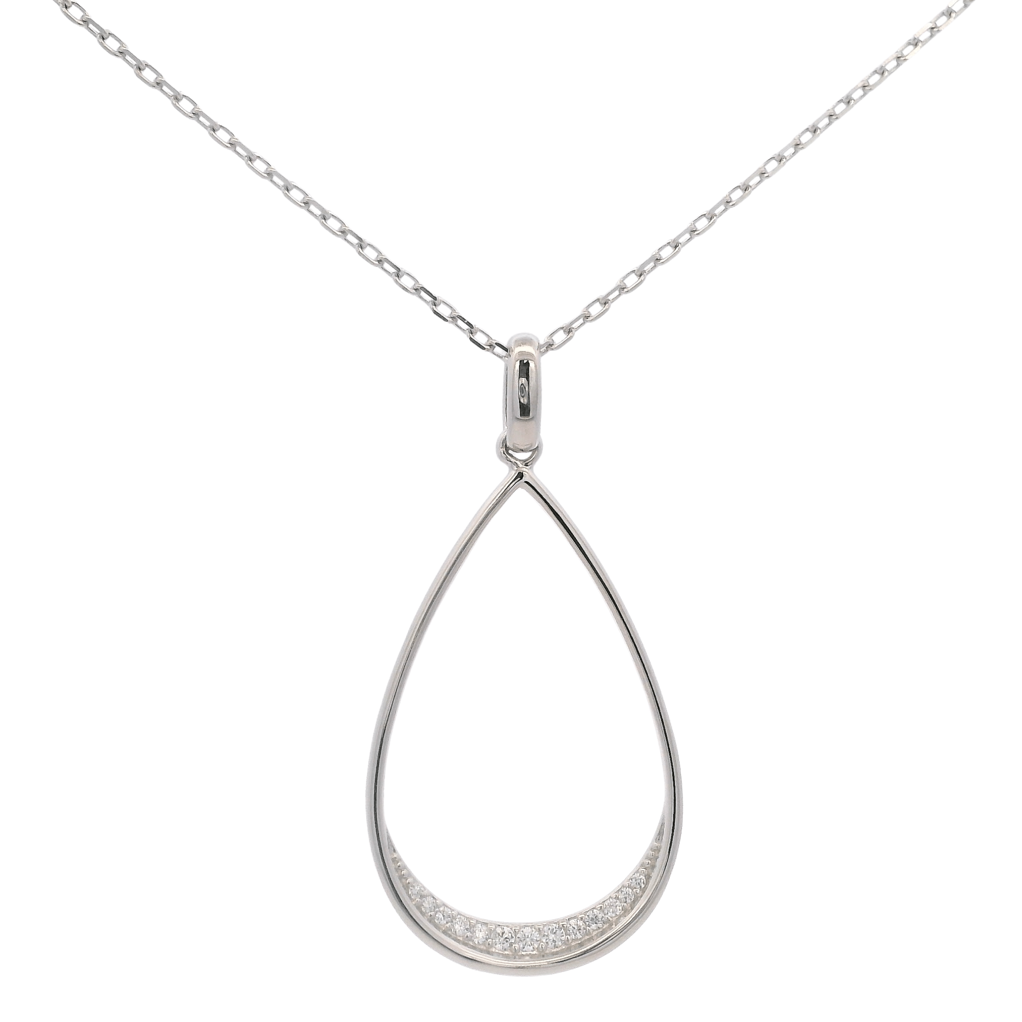 925SL OUTLINE DROP WITH CZ NECKLACE - C'SANTOS
