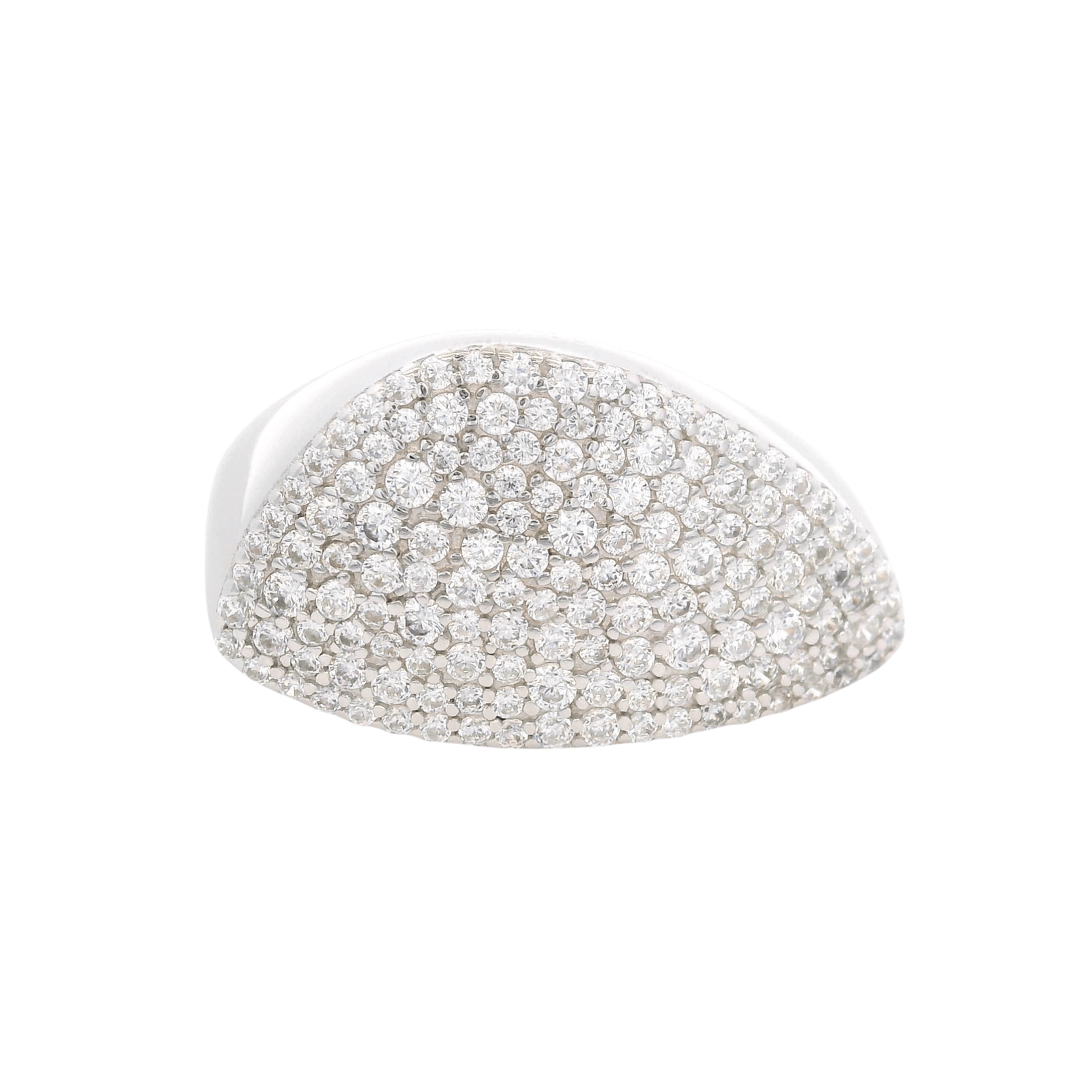 925SL OVAL IRREGULAR PAVE CZ ADJUSTABLE RING - C'SANTOS