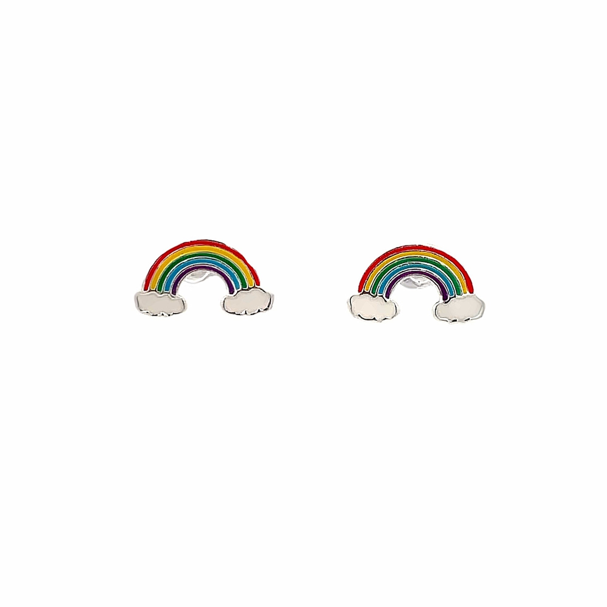 925SL RAINBOW ENAMEL STUD EARRINGS - C'SANTOS
