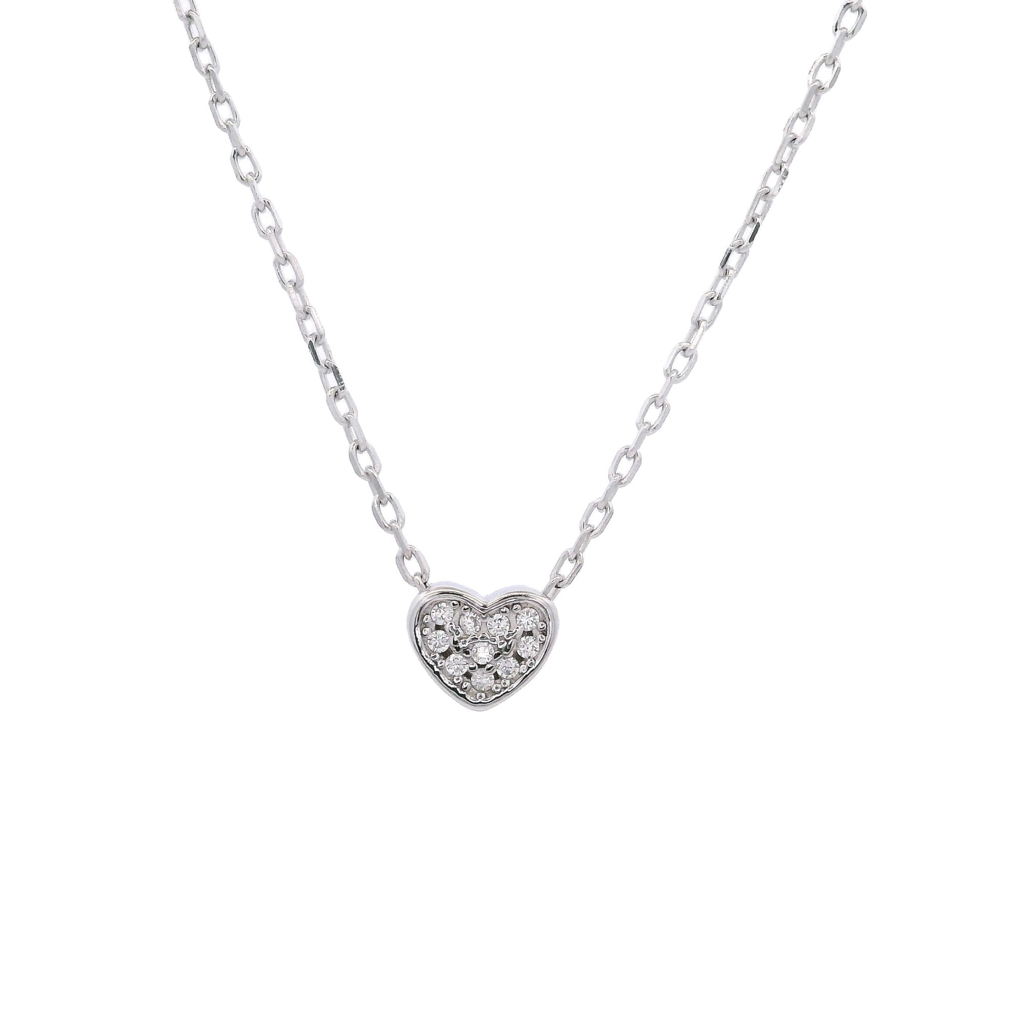 925SL SOLITARY MINI HEART WHITE CZ NECKLACE - C'SANTOS