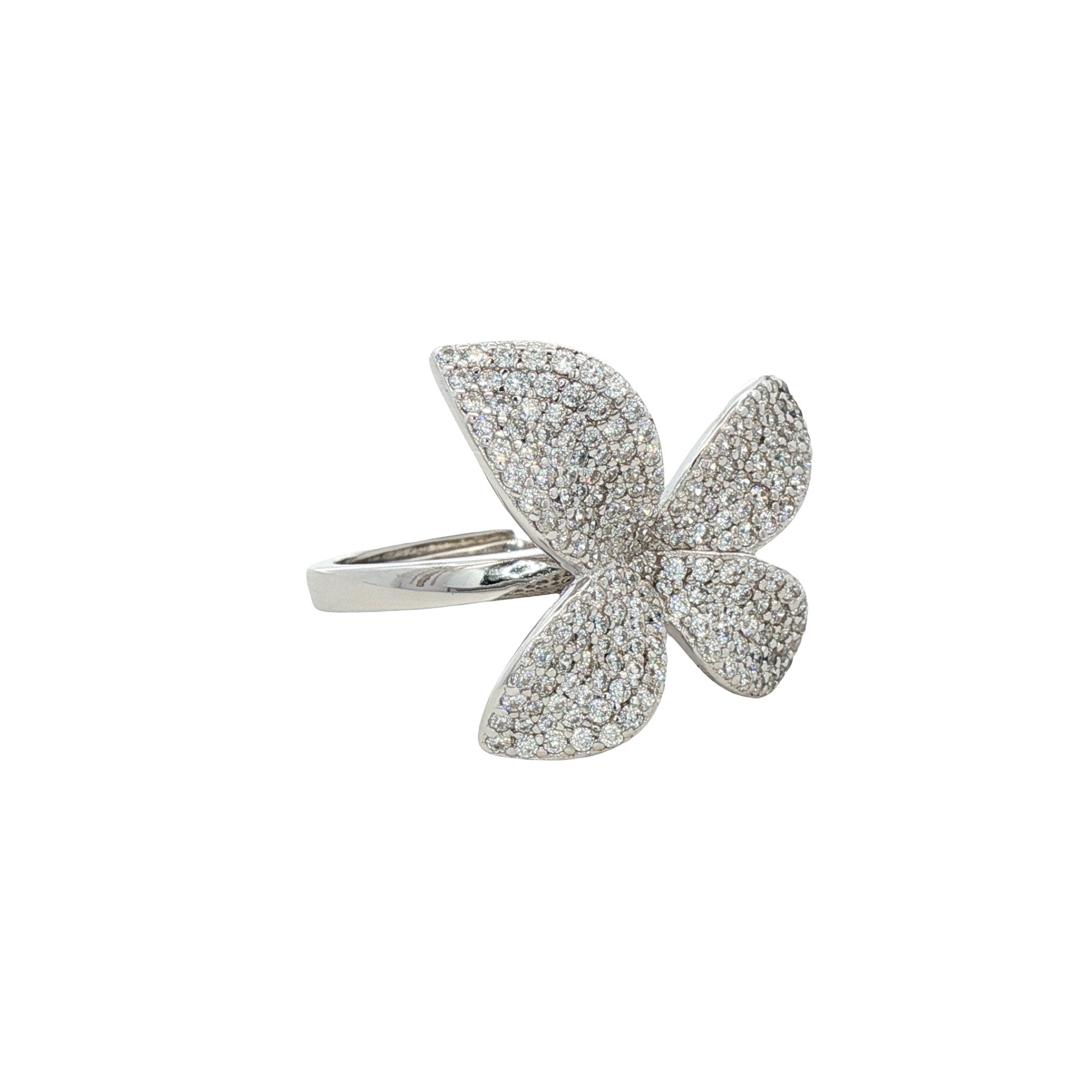 925SL SOLITARY PAVE LEAF RING - C'SANTOS