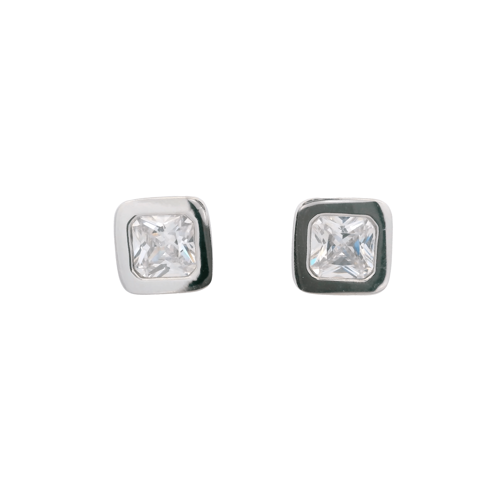 925SL SOLITARY SQUARE CZ EARRINGS - C'SANTOS