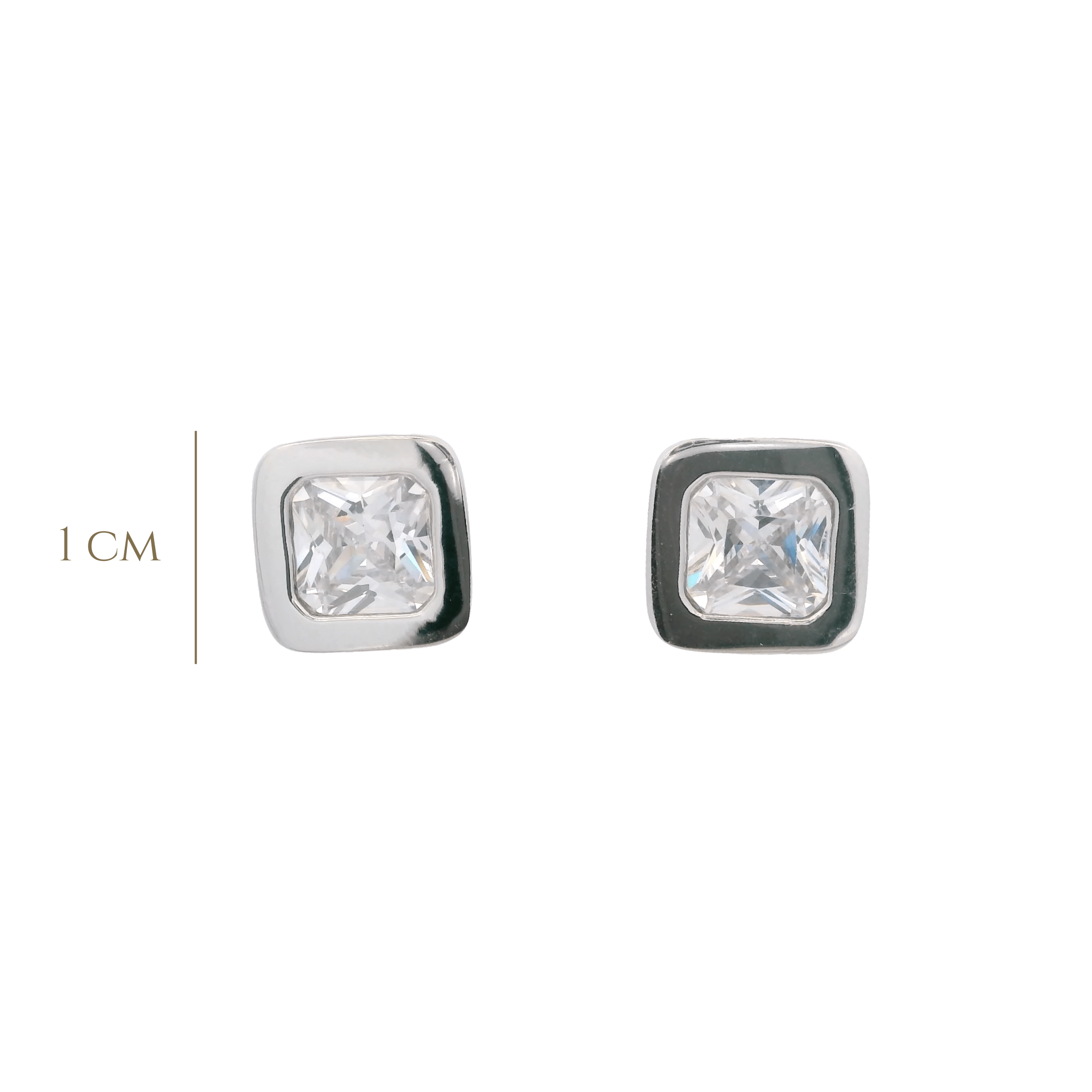 925SL SOLITARY SQUARE CZ EARRINGS - C'SANTOS