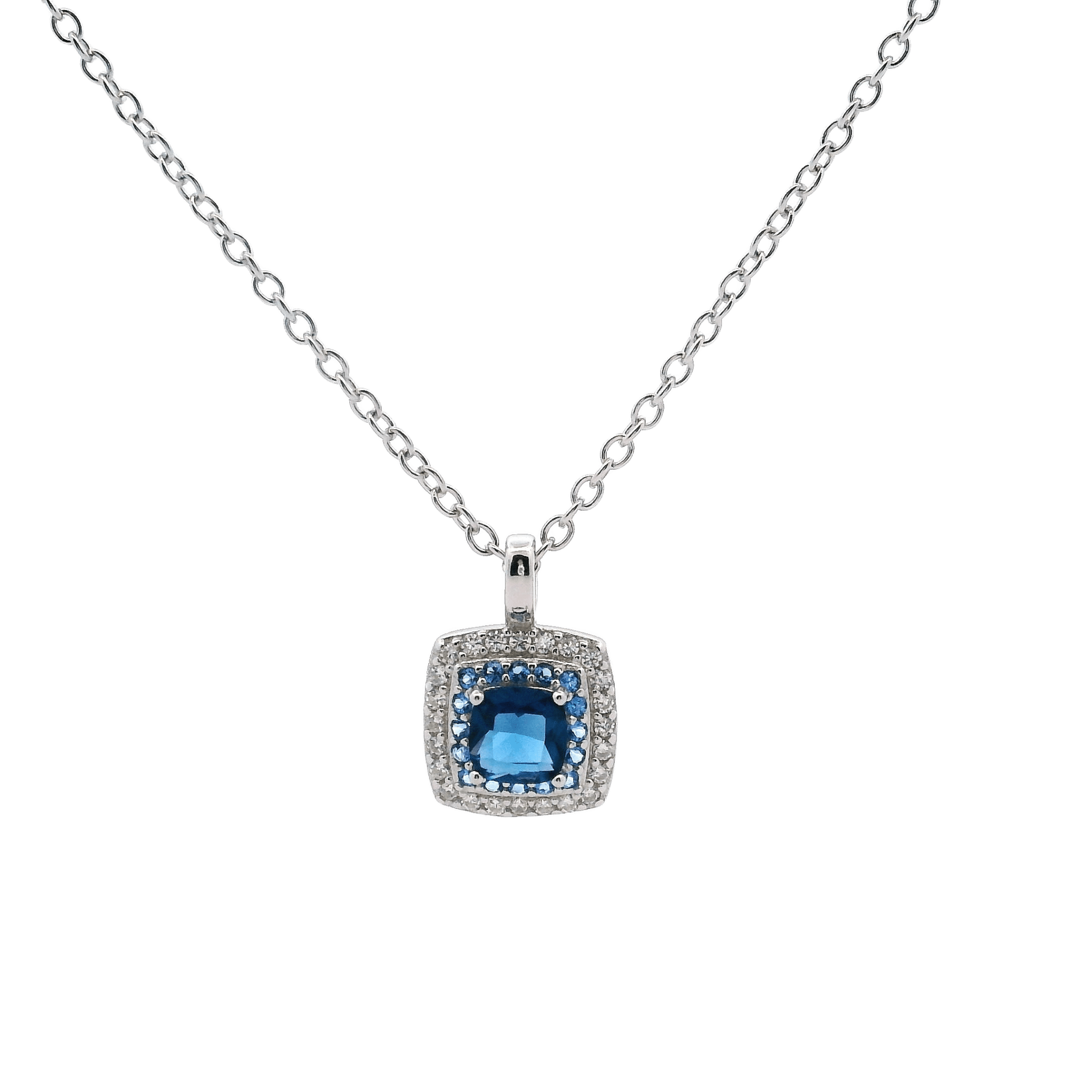 925SL SQUARE HALO CZ NECKLACE - C'SANTOS