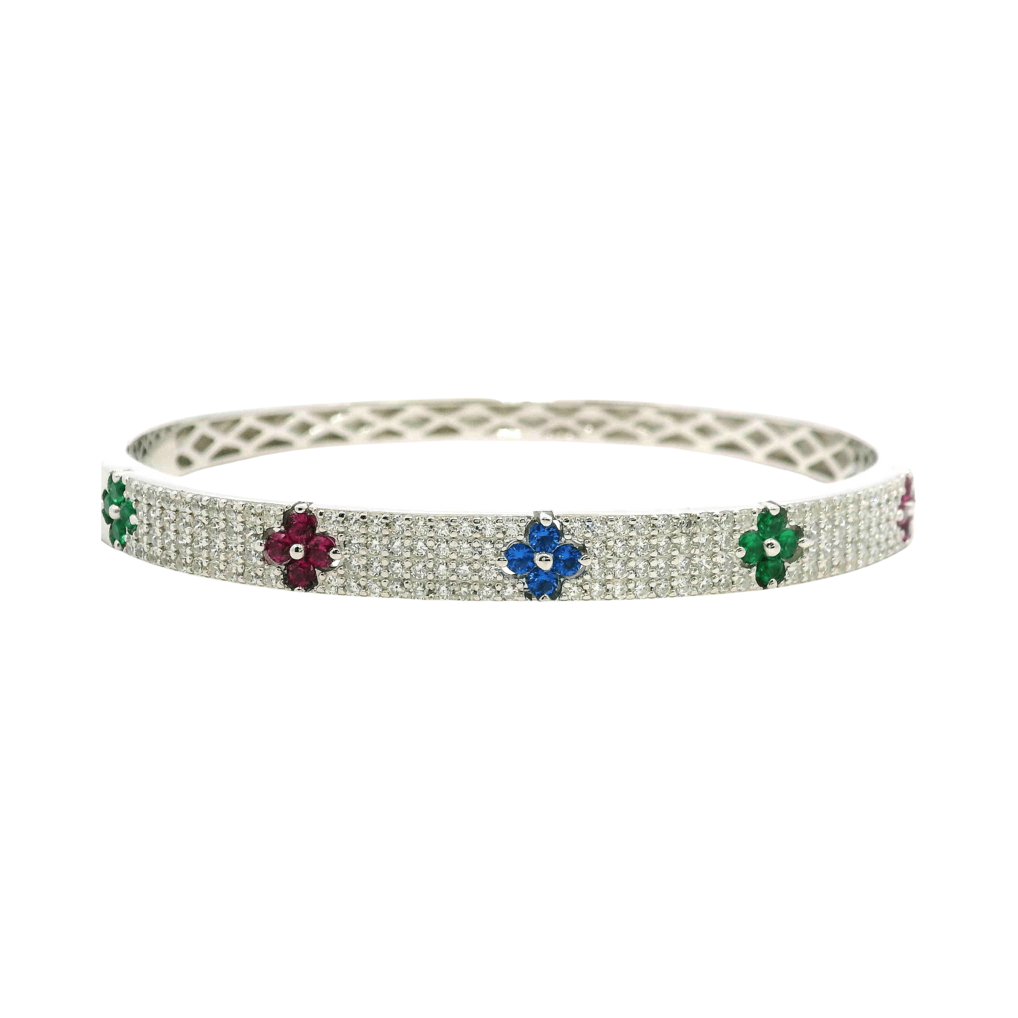 925SL STATION FLOWER MULTICOLOR BANGLE - C'SANTOS