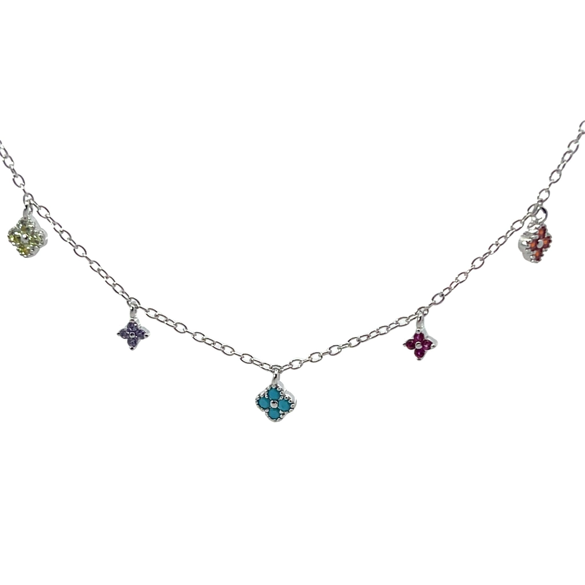 925SL STATION MINI FLOWER CZ NECKLACE - C'SANTOS
