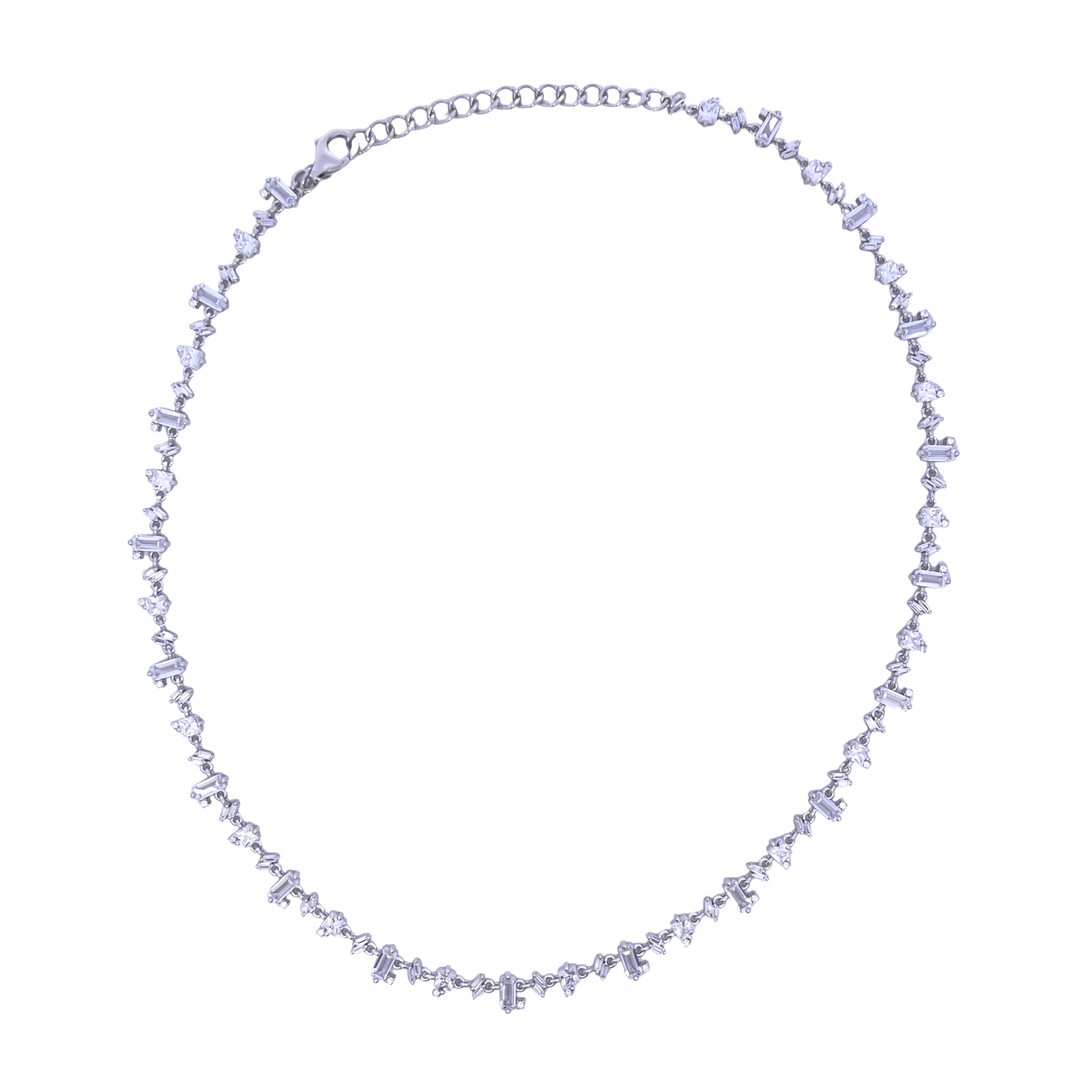 925SL TENNIS DIFFERENT CUTS CZ NECKLACE - C'SANTOS