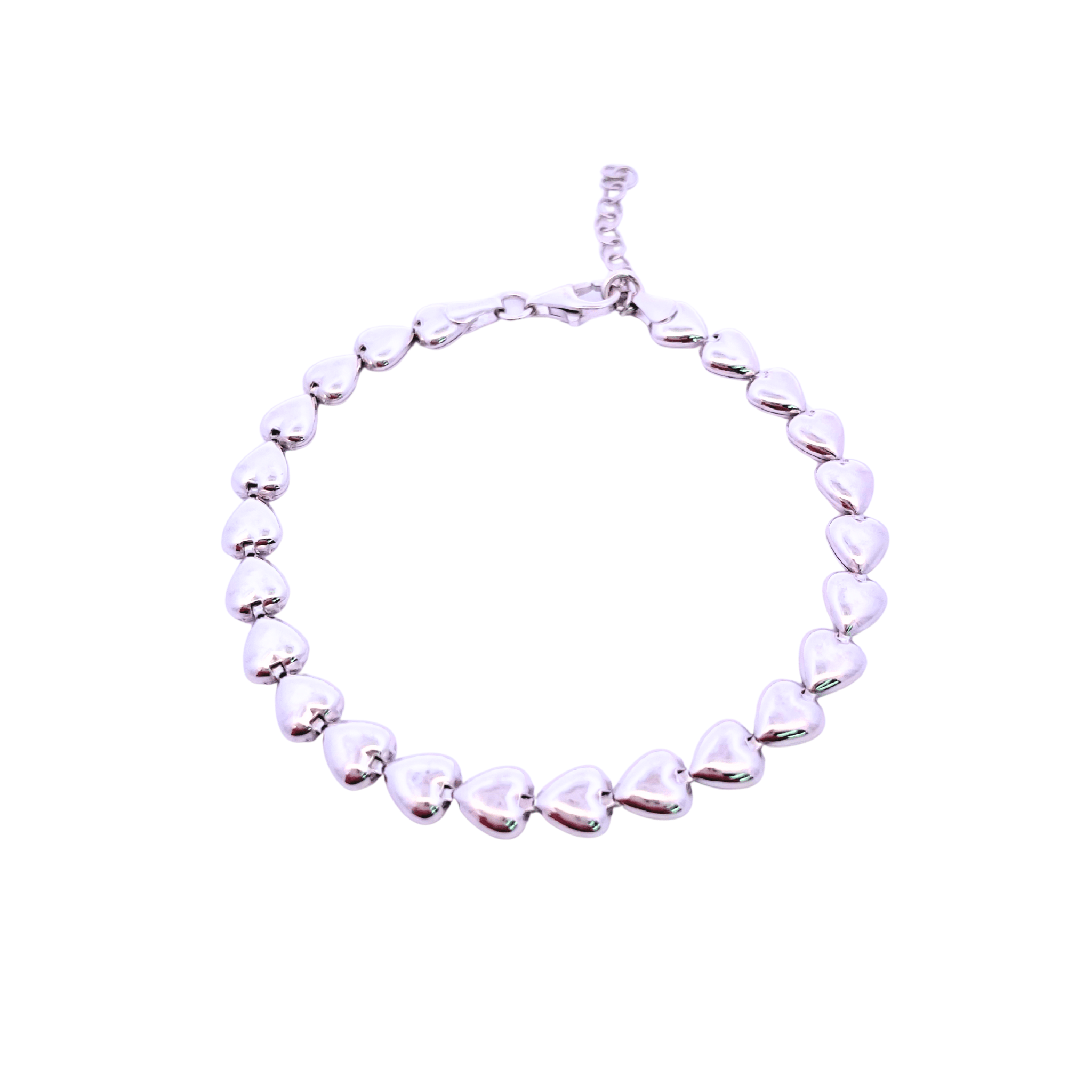 925SL TENNIS HEART SMOOTH BRACELET - C'SANTOS