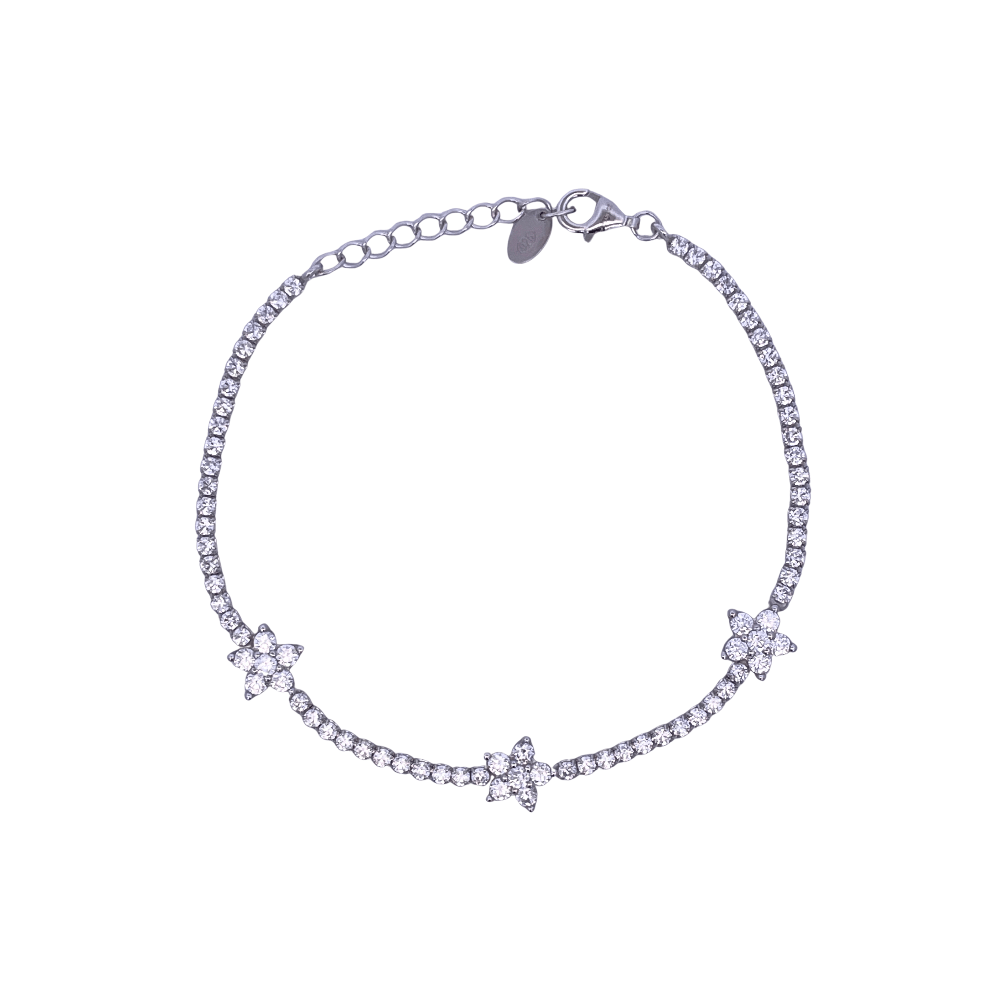 925SL TENNIS TRIPLE FLOWER CZ BRACELET - C'SANTOS