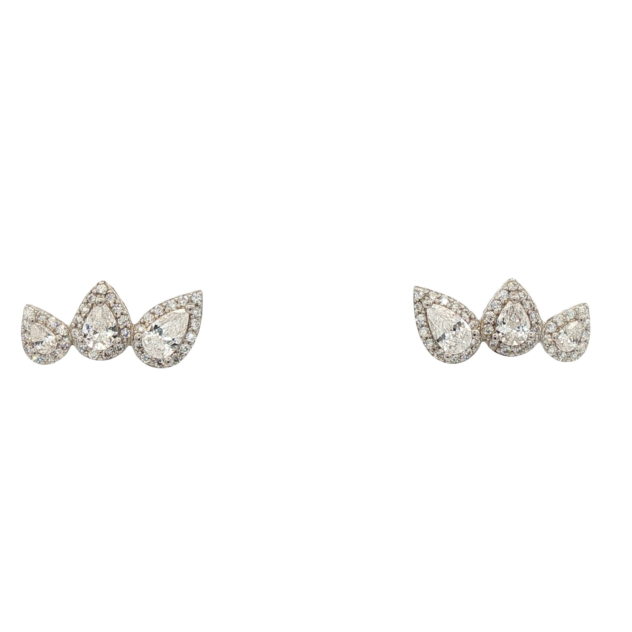 925SL TRIPLE DROP WHITE CZ EARRINGS - C'SANTOS