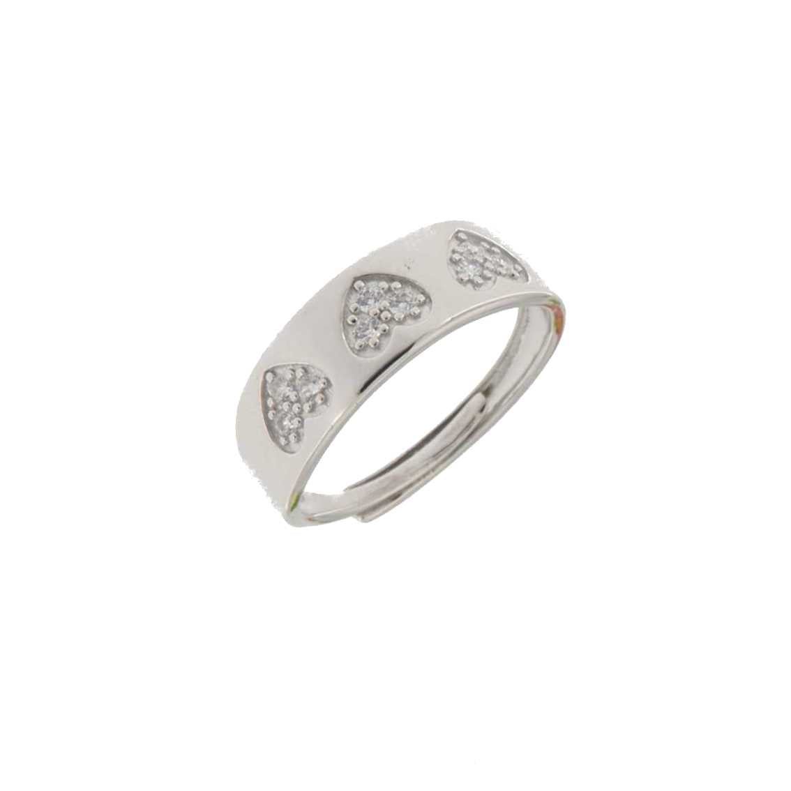 925SL TRIPLE HEART PAVE ADJUSTABLE RING - C'SANTOS