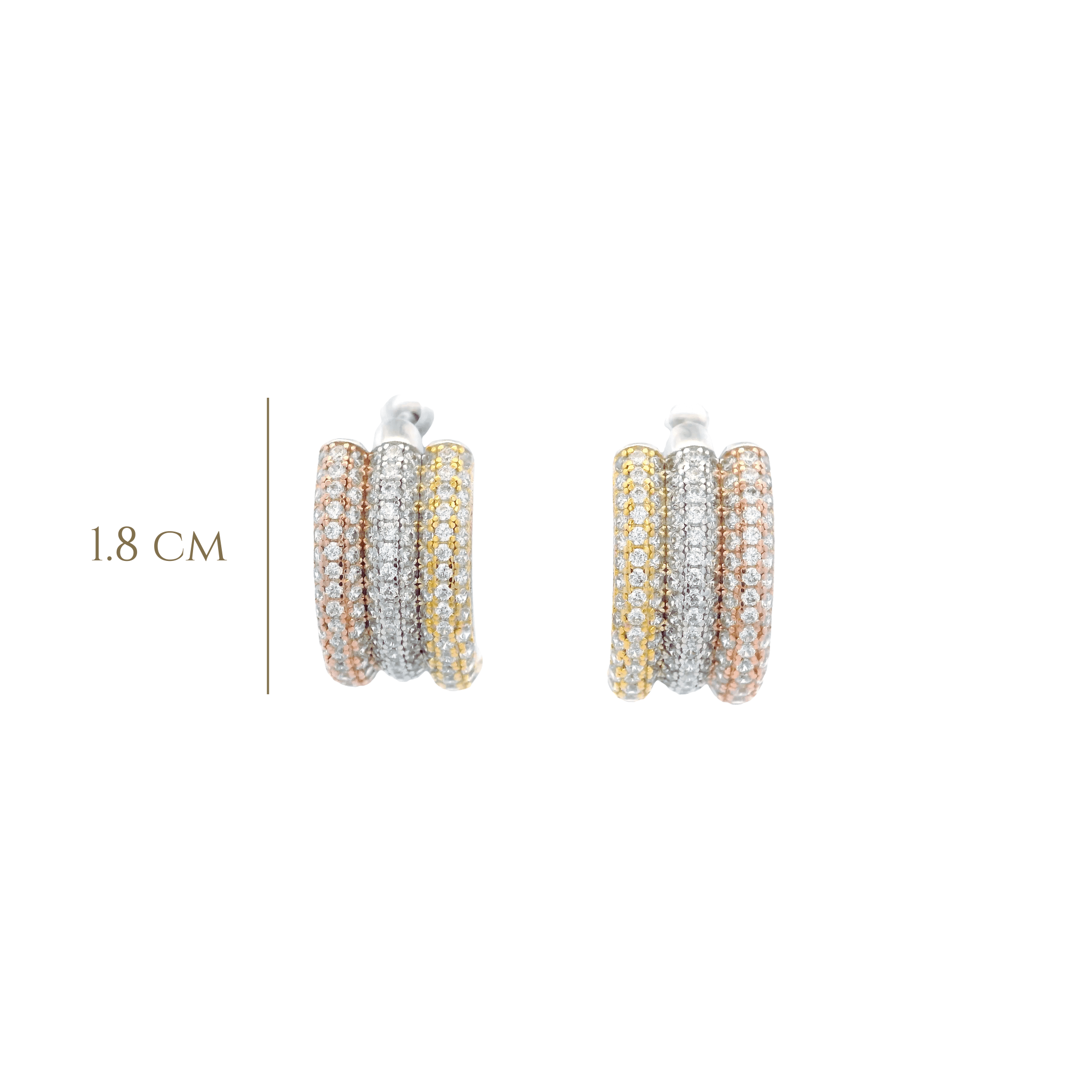 925SL TRIPLE ROW PAVE EARRINGS - C'SANTOS