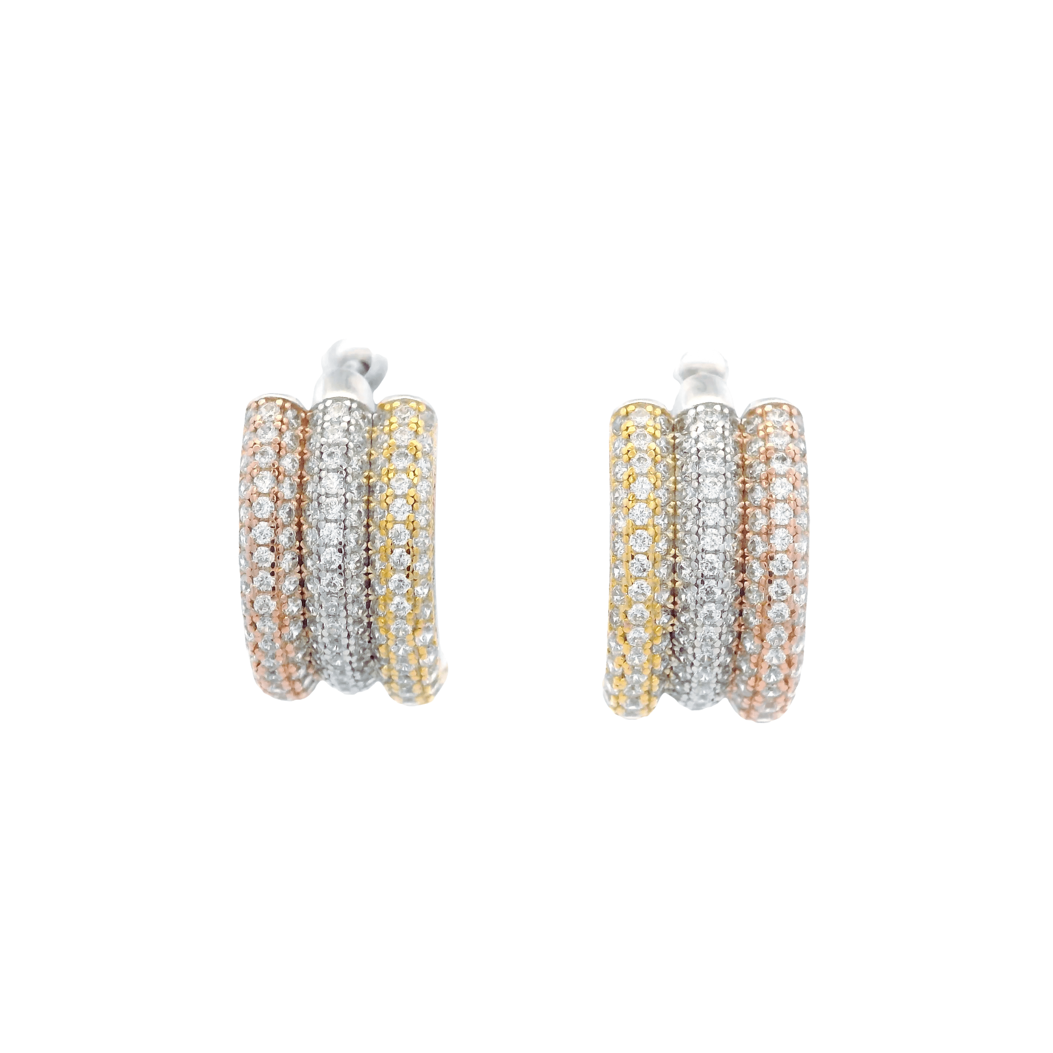 925SL TRIPLE ROW PAVE EARRINGS - C'SANTOS