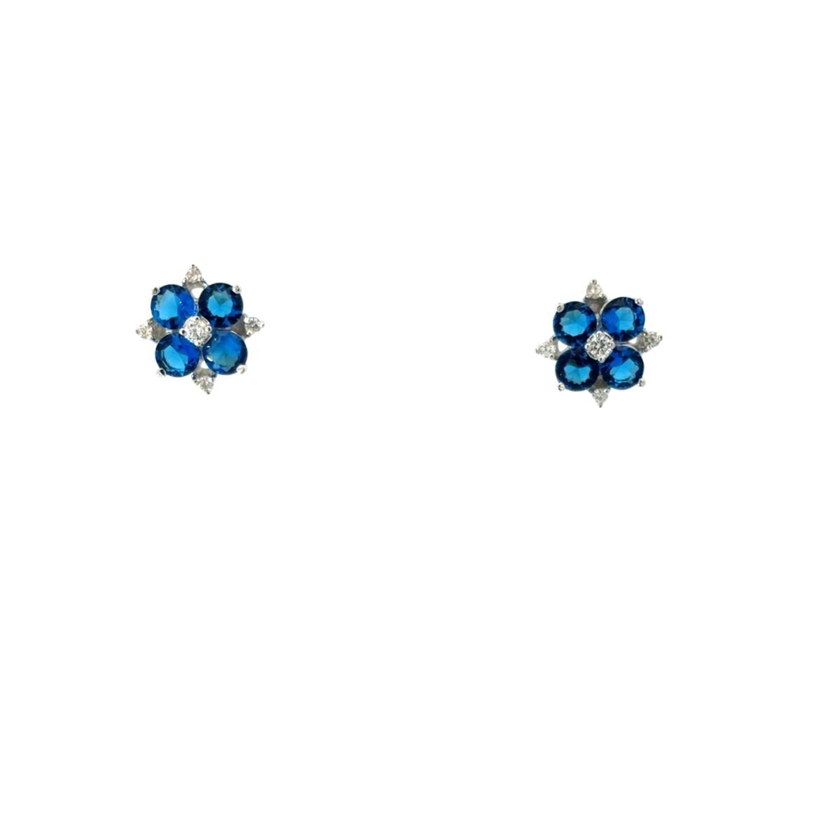 925SS 4 PETALS FLOWER BLUE SET - C'SANTOS