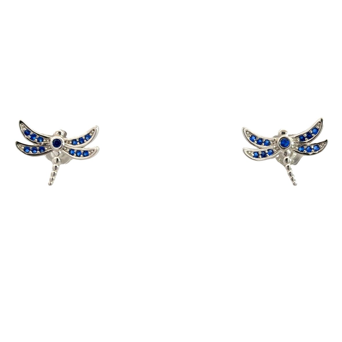925SS DRAGONFLY BLUE CZ EARRINGS - C'SANTOS
